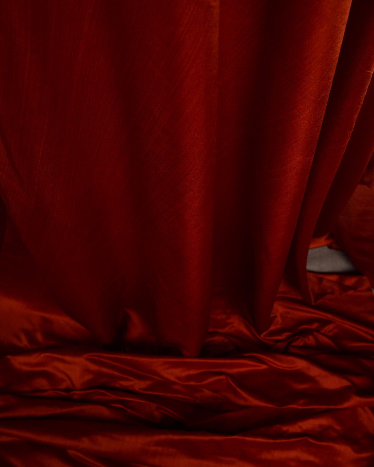 Amber Rust Solid Satin Woven Viscose Silk Banarasi Fabric-HolyWeaves