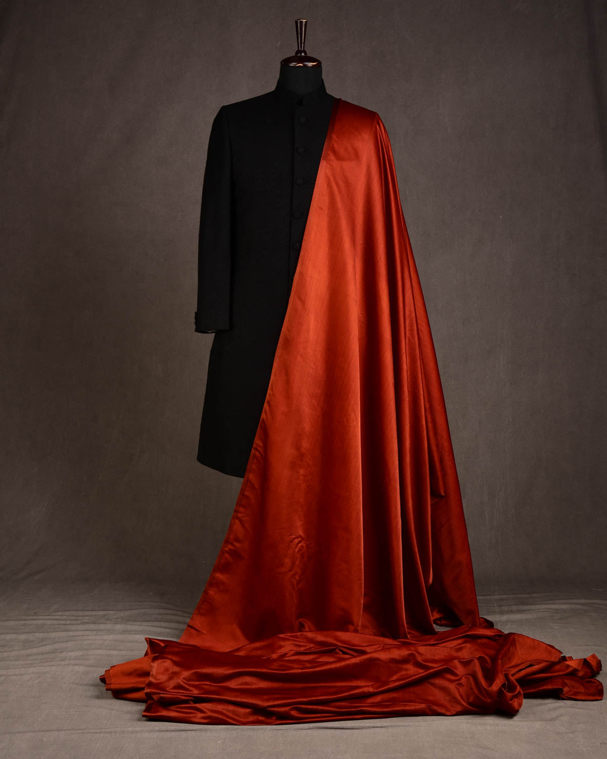 Amber Rust Solid Satin Woven Viscose Silk Banarasi Fabric-HolyWeaves