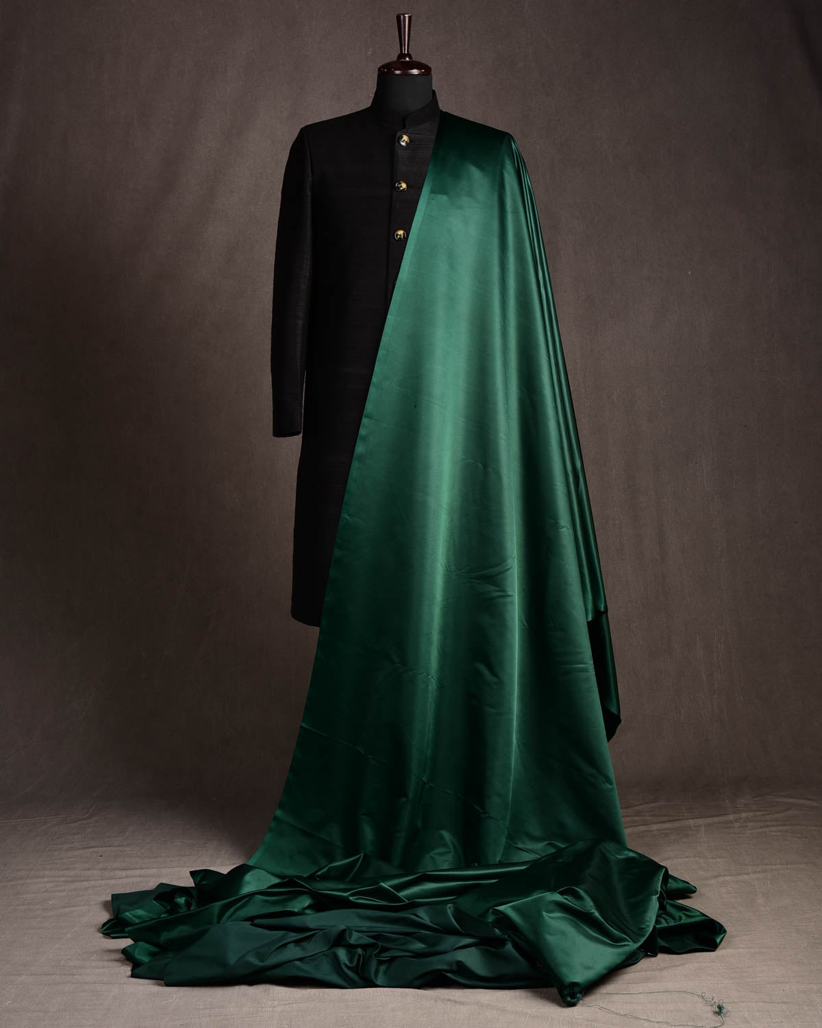 Midnight Green Solid Satin Woven Viscose Silk Banarasi Fabric-HolyWeaves