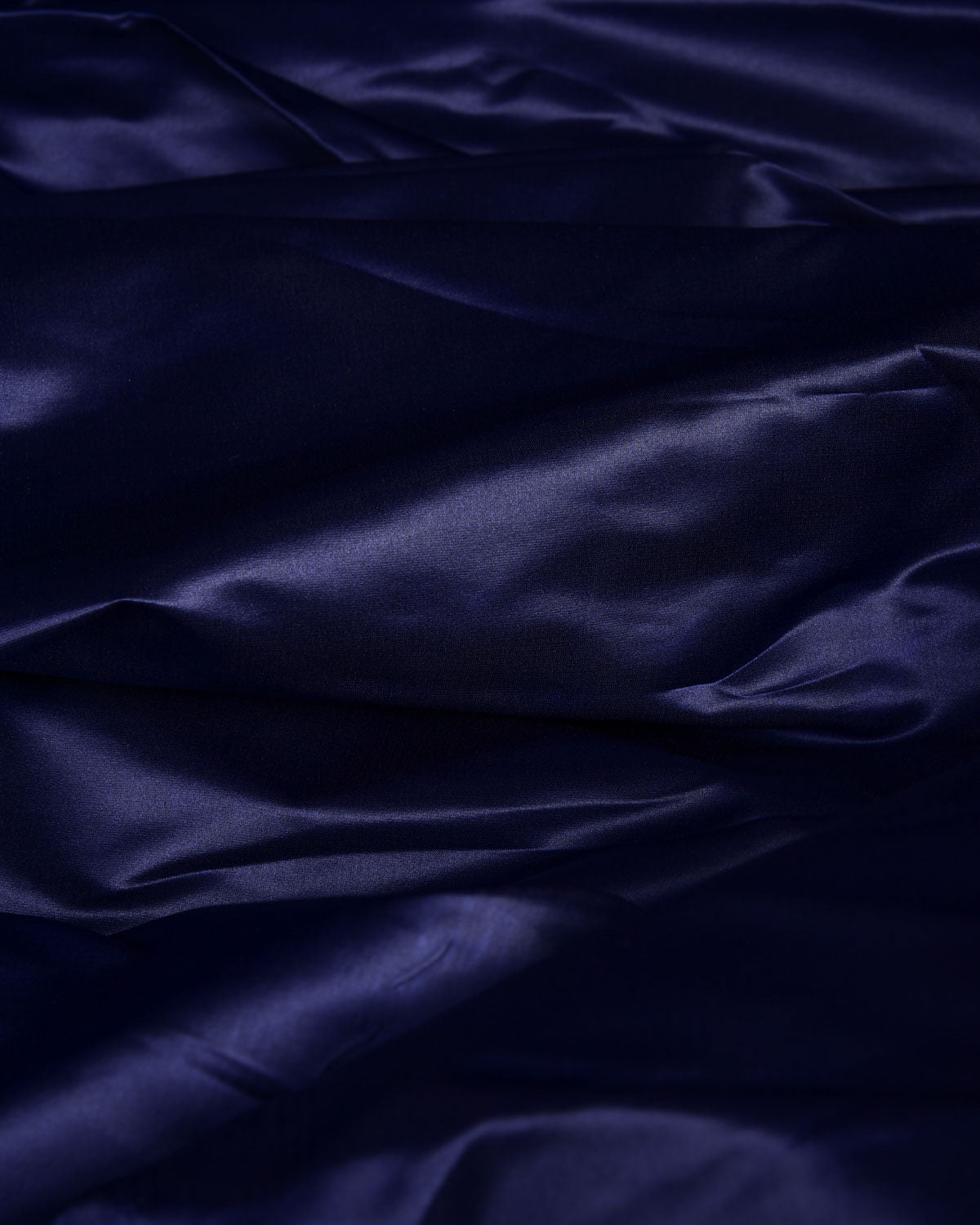 Navy Blue Solid Satin Woven Viscose Silk Banarasi Fabric-HolyWeaves