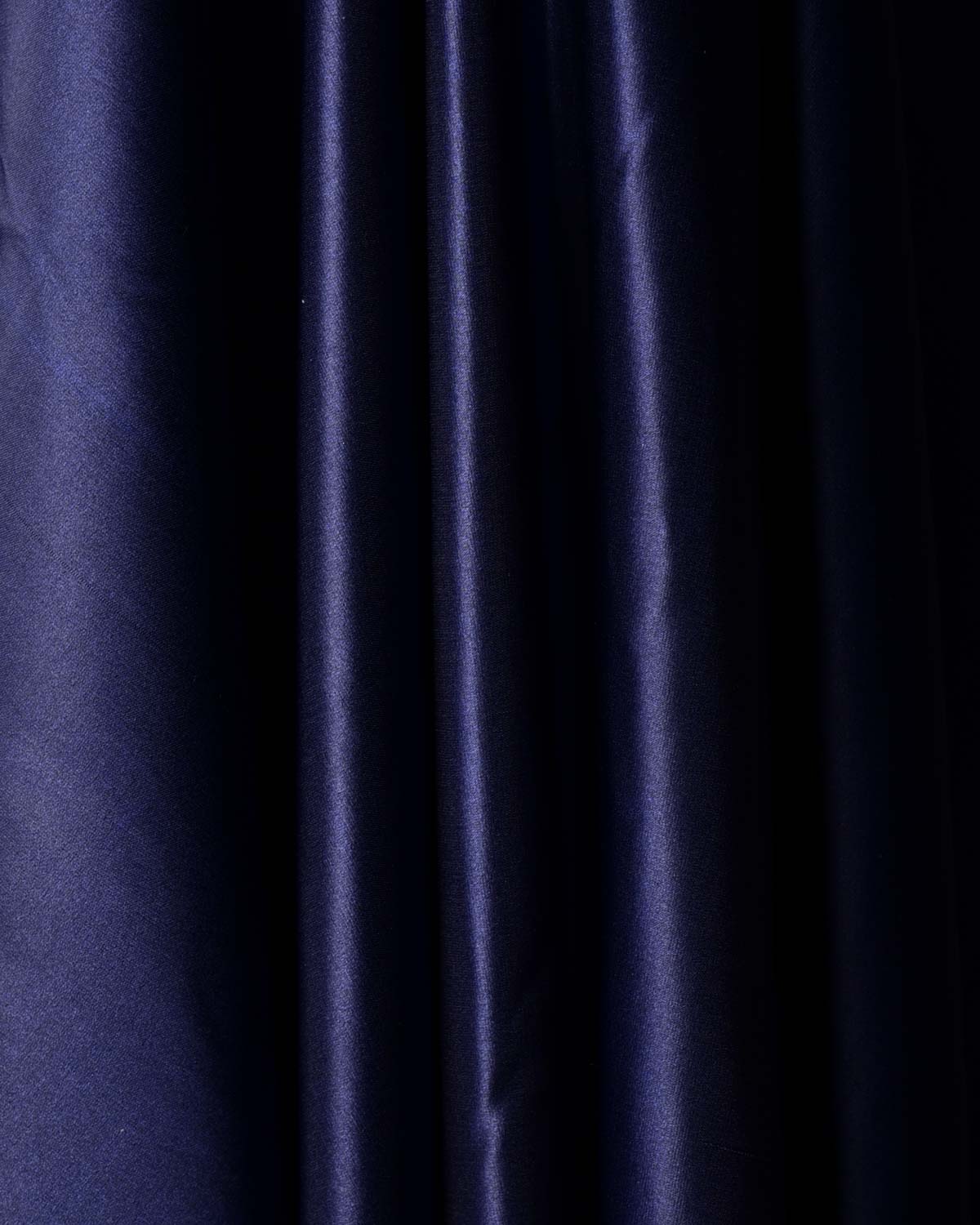 Navy Blue Solid Satin Woven Viscose Silk Banarasi Fabric-HolyWeaves