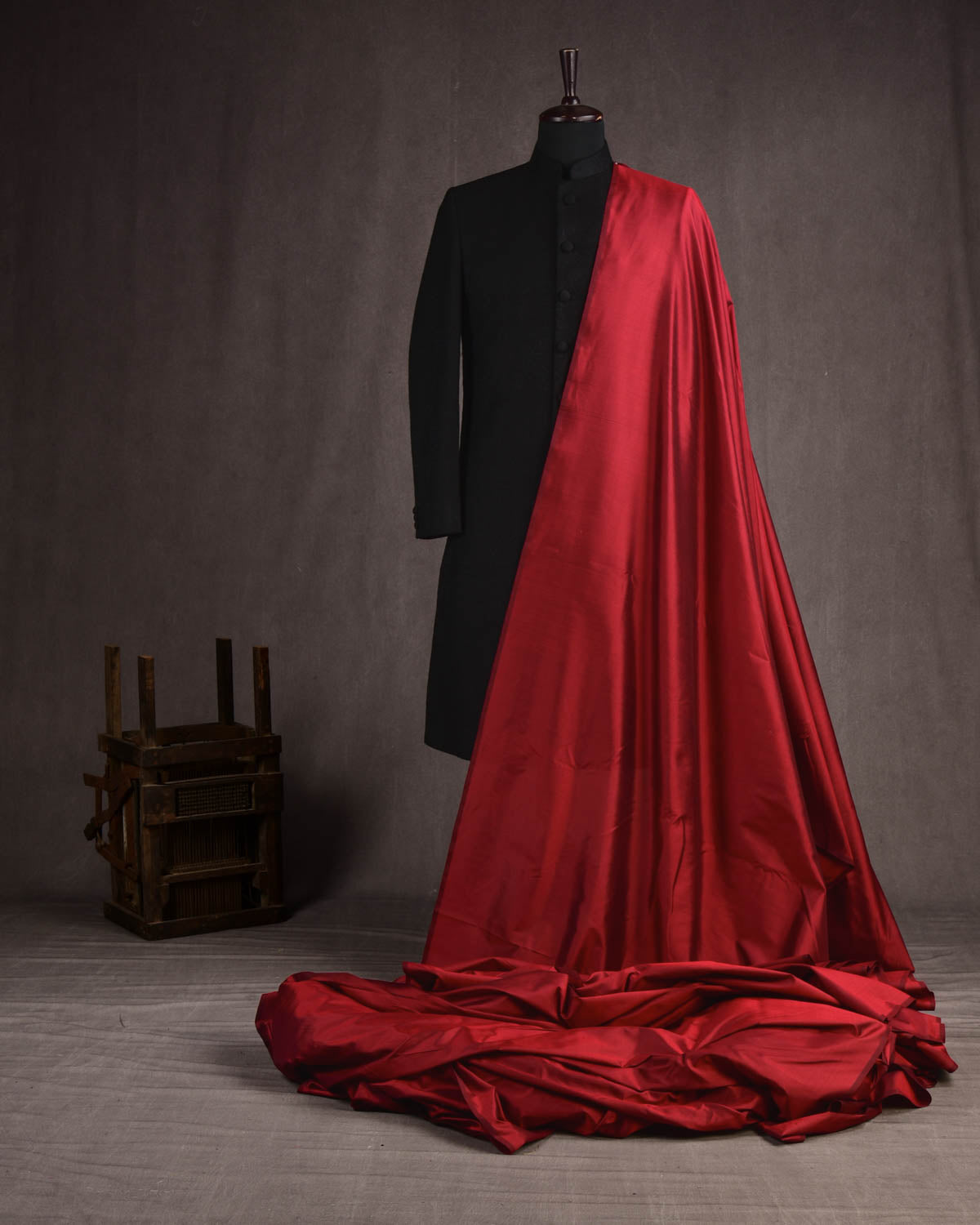 Maroon Banarasi Plain Woven Spun Silk Unisex Fabric-HolyWeaves