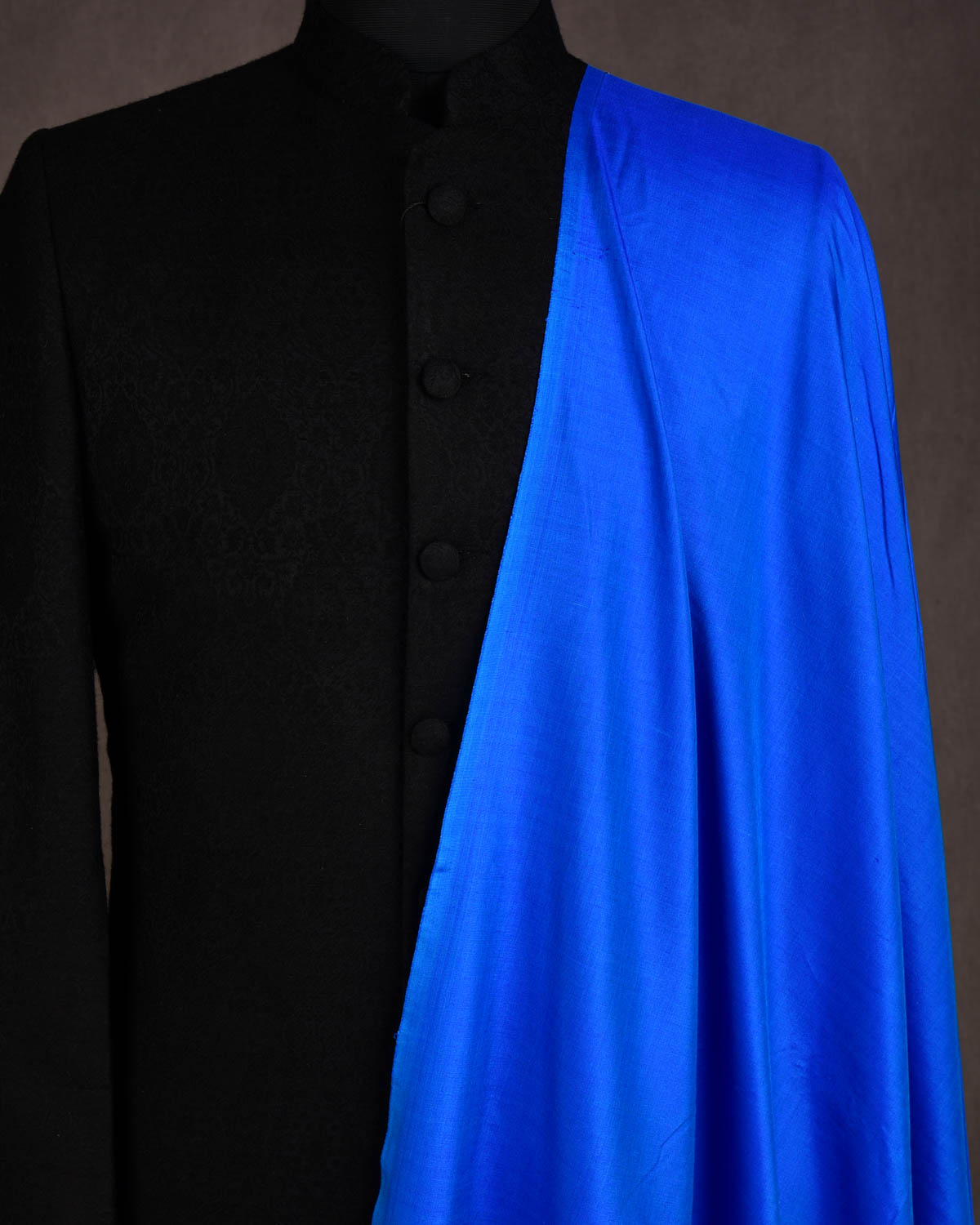 Royal Blue Solid Woven Spun Silk Banarasi Fabric-HolyWeaves