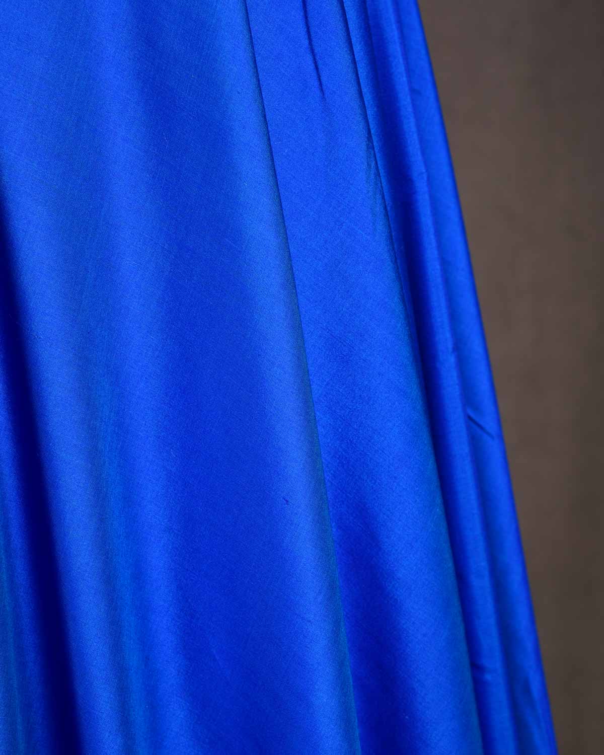 Royal Blue Solid Woven Spun Silk Banarasi Fabric-HolyWeaves