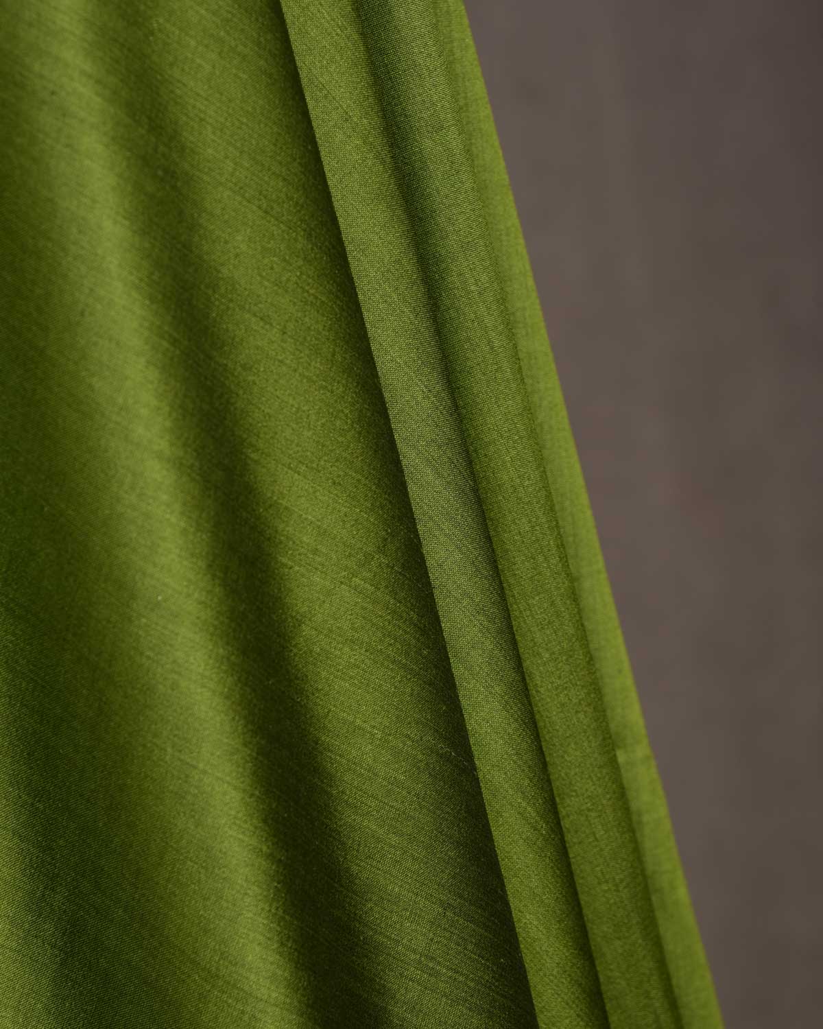 Olive Green Solid Woven Spun Silk Banarasi Fabric-HolyWeaves