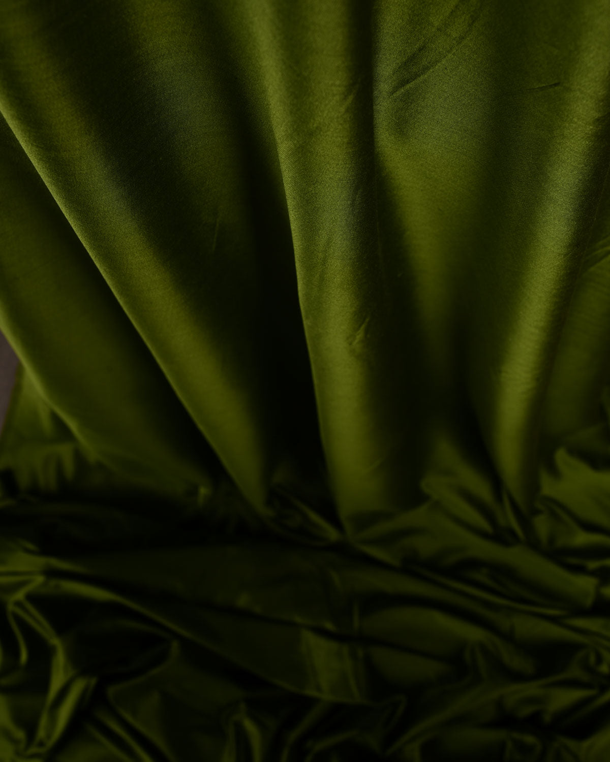 Olive Green Solid Woven Spun Silk Banarasi Fabric-HolyWeaves