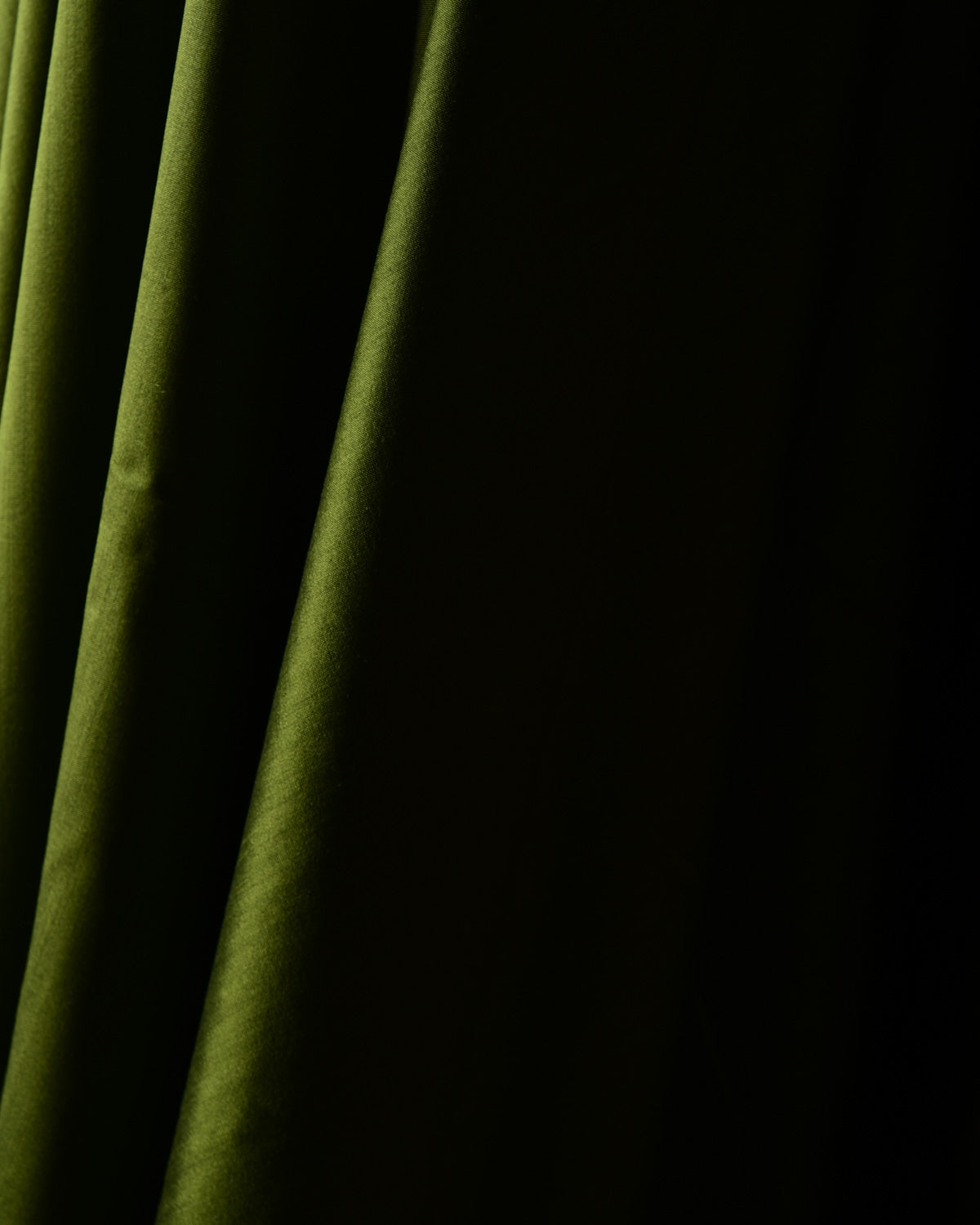 Olive Green Solid Woven Spun Silk Banarasi Fabric-HolyWeaves