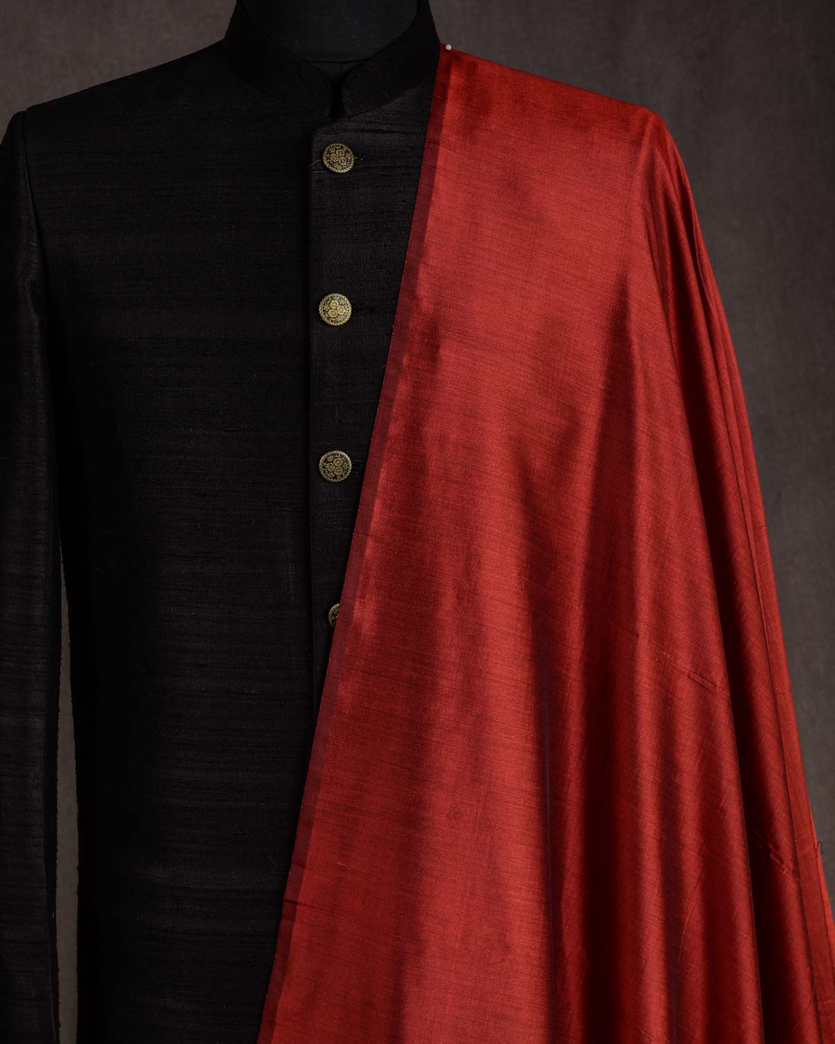Rusty Maroon Solid Woven Spun Silk Banarasi Fabric