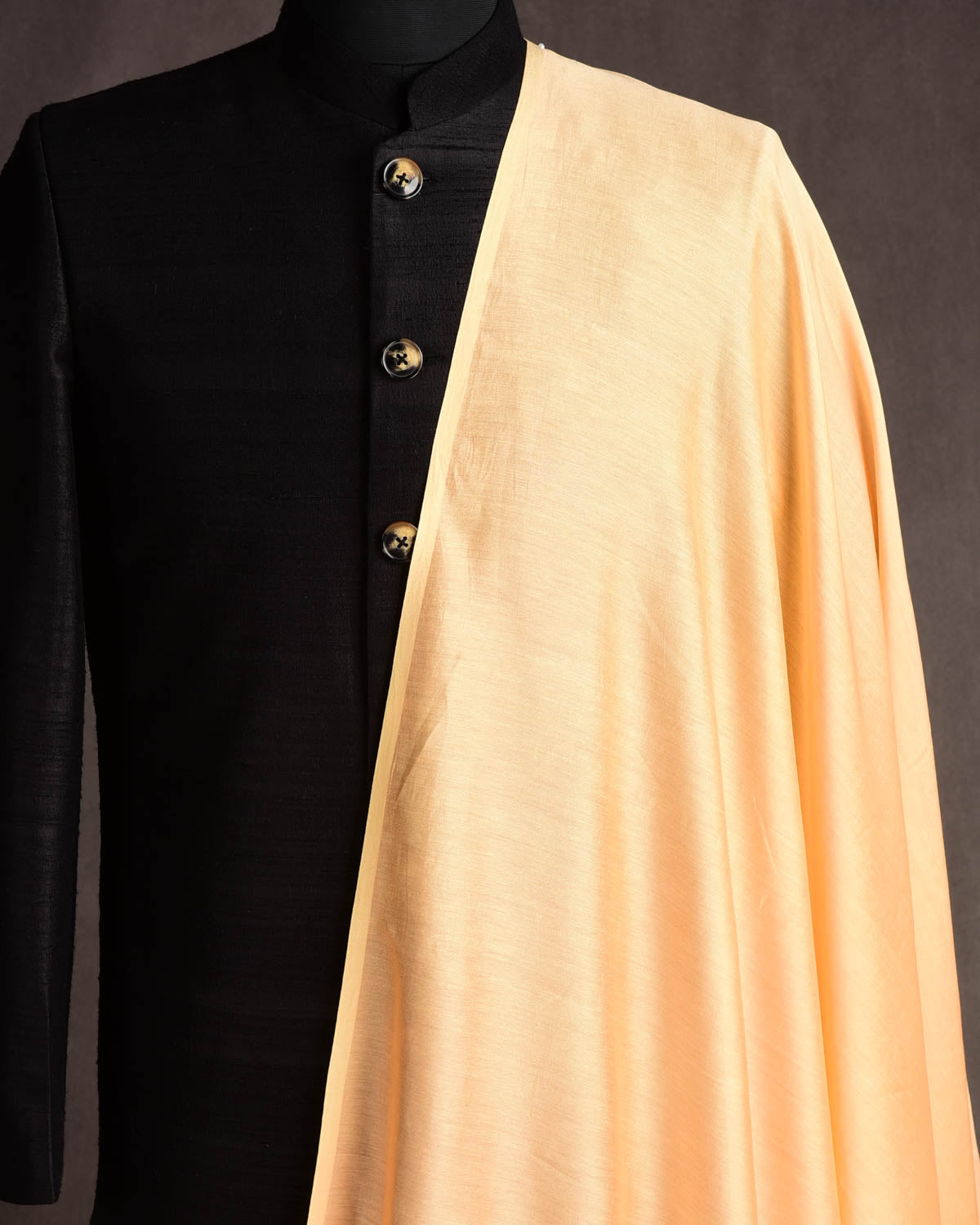 Peach Banarasi Pure Cotton Silk Unisex Fabric-HolyWeaves