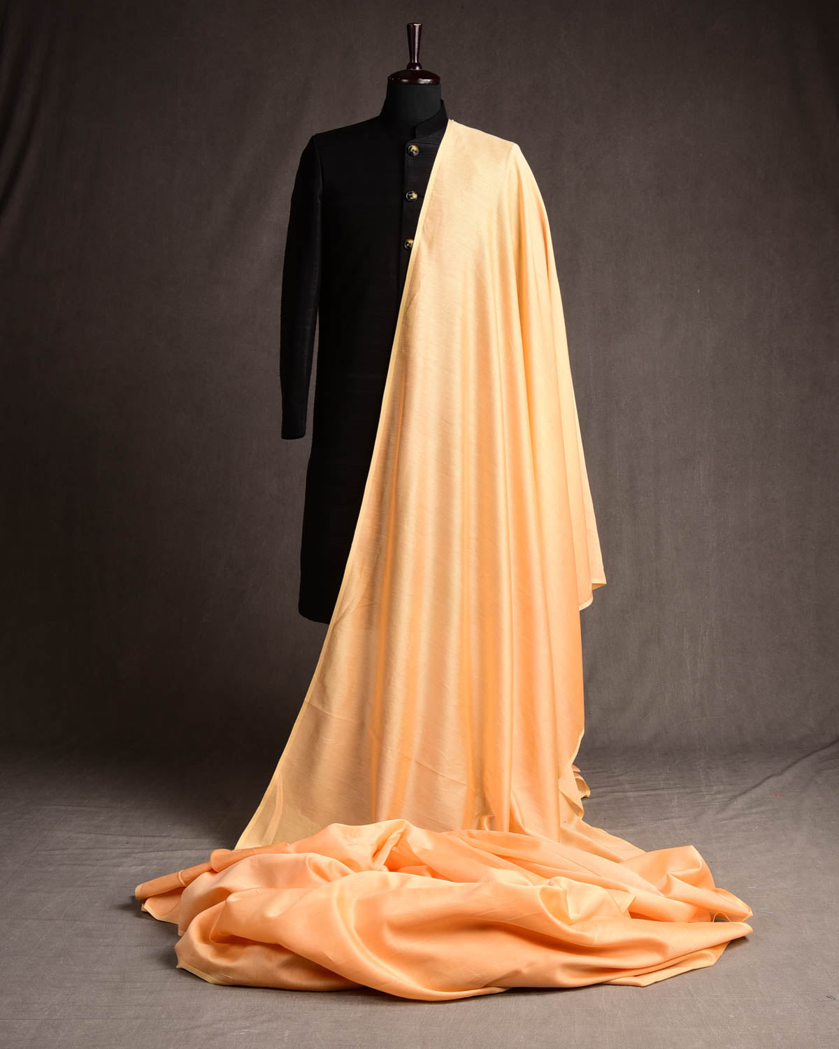 Peach Banarasi Pure Cotton Silk Unisex Fabric-HolyWeaves