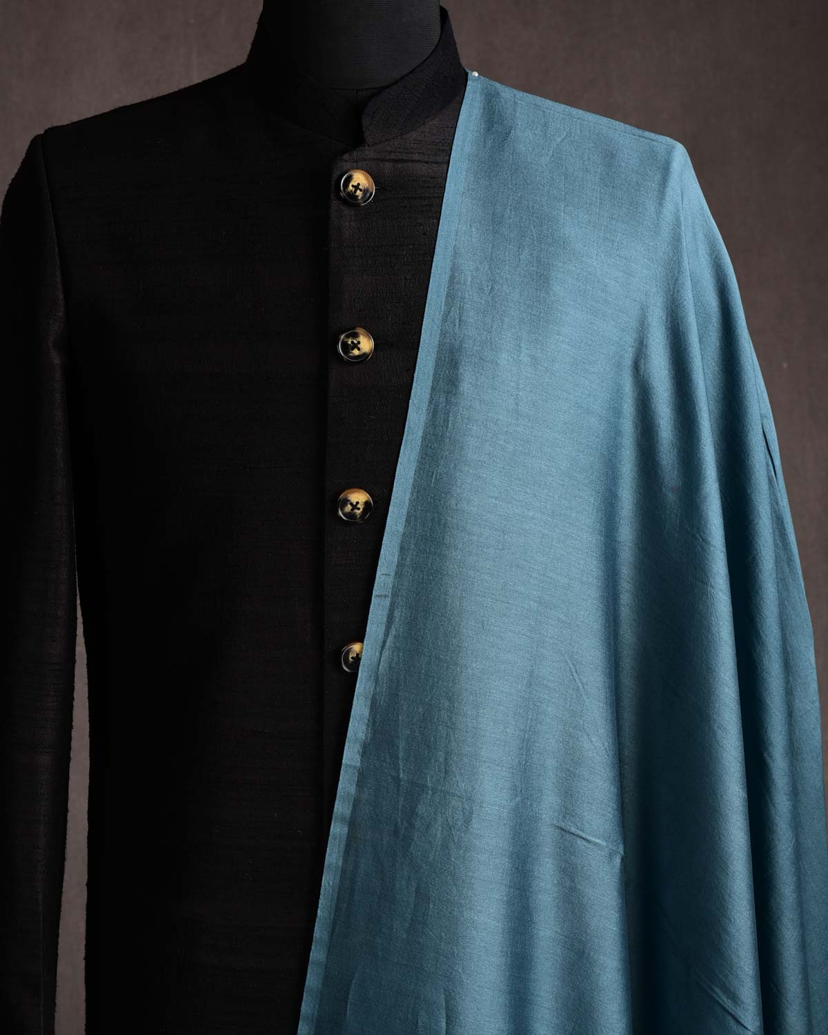 Gray Banarasi Pure Cotton Silk Fabric-HolyWeaves