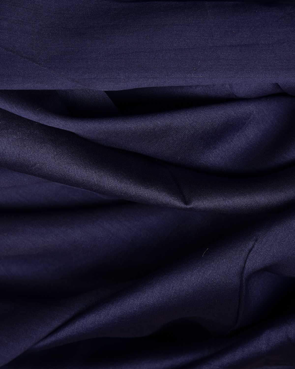 Navy Blue Banarasi Pure Cotton Silk Fabric-HolyWeaves