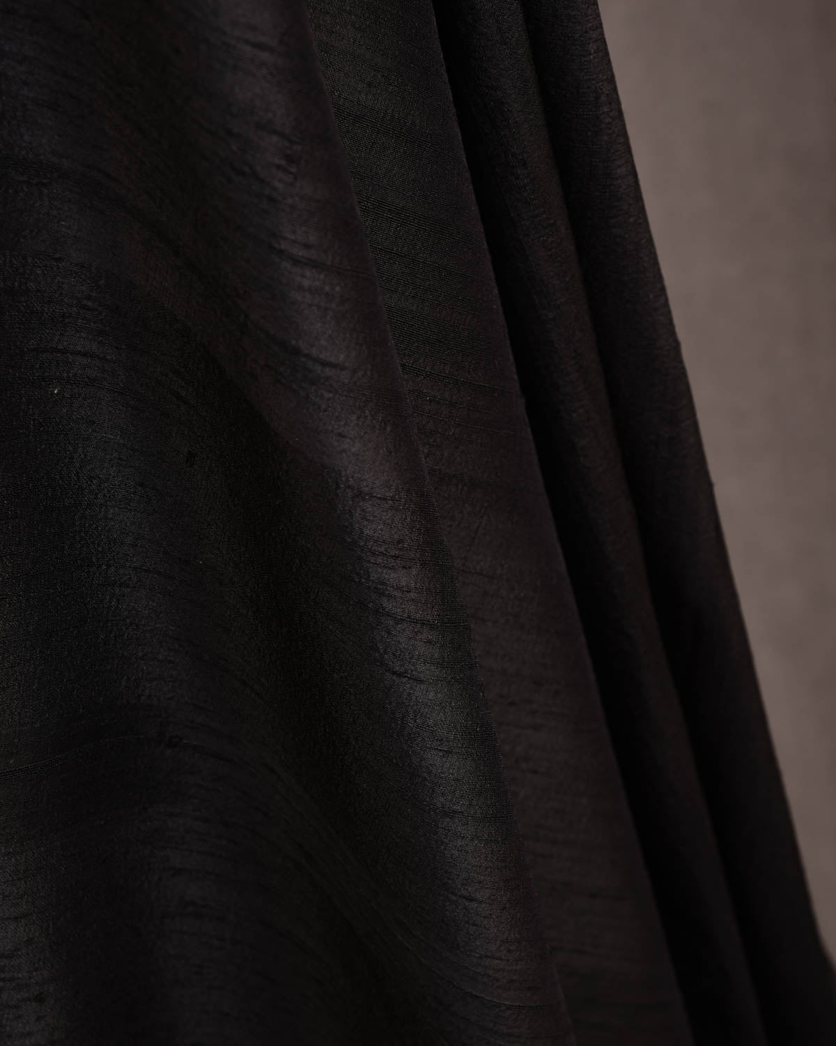 Black Banarasi Textured Handwoven Raw Silk Fabric-HolyWeaves