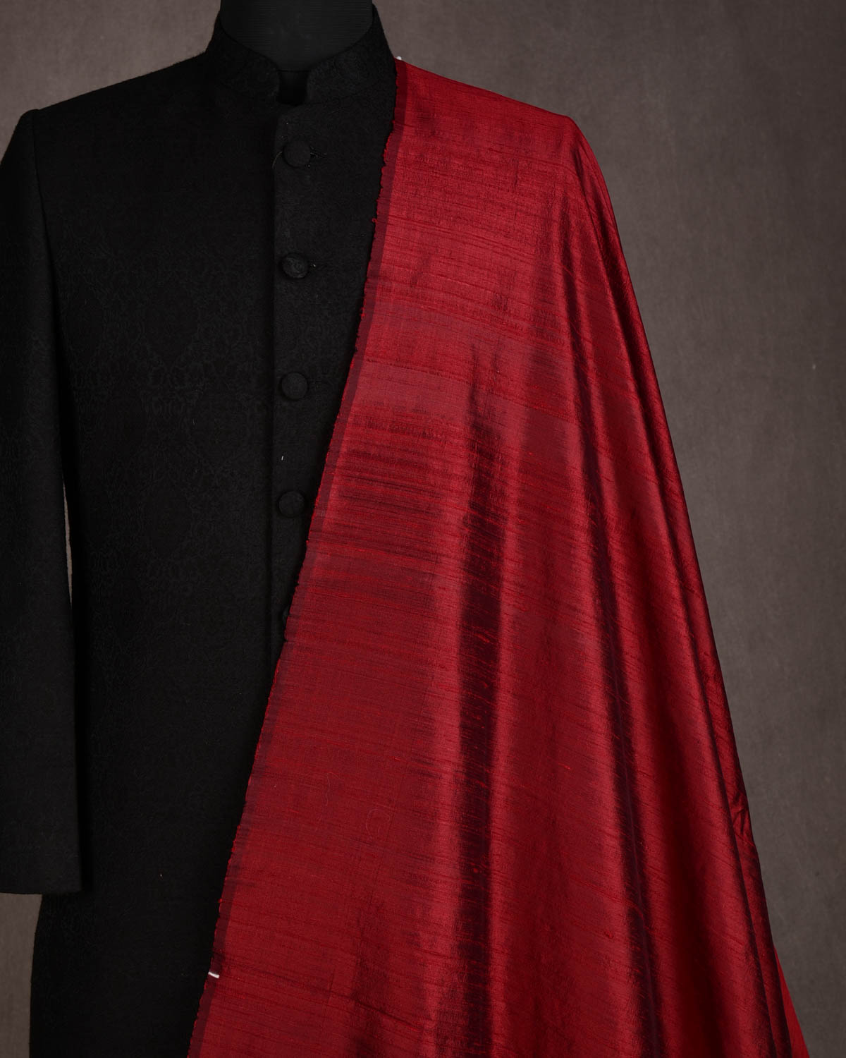 Maroon Textured Slub Handwoven Raw Silk Banarasi Fabric-HolyWeaves