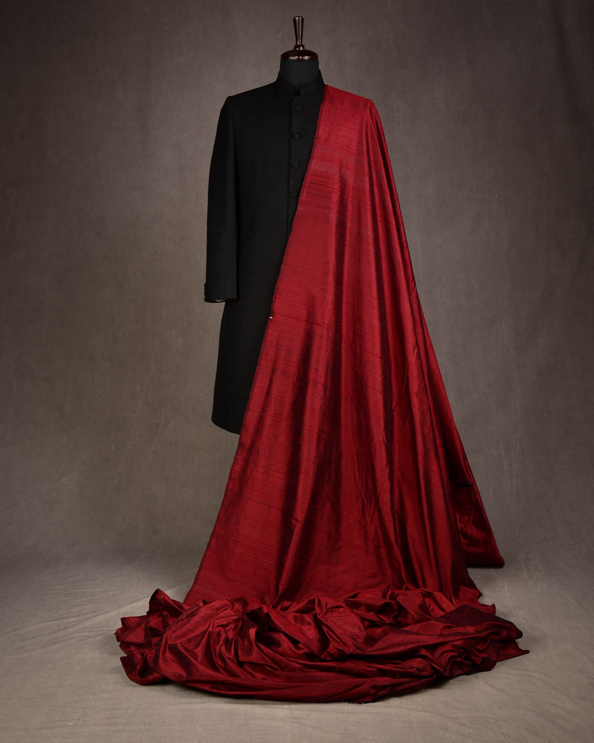 Maroon Textured Slub Handwoven Raw Silk Banarasi Fabric-HolyWeaves