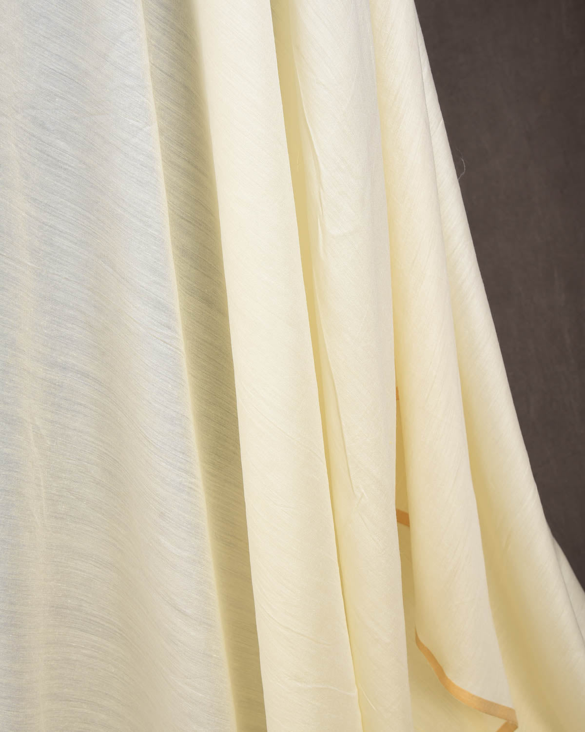 Cream Plain Woven Muga Silk Banarasi Fabric-HolyWeaves