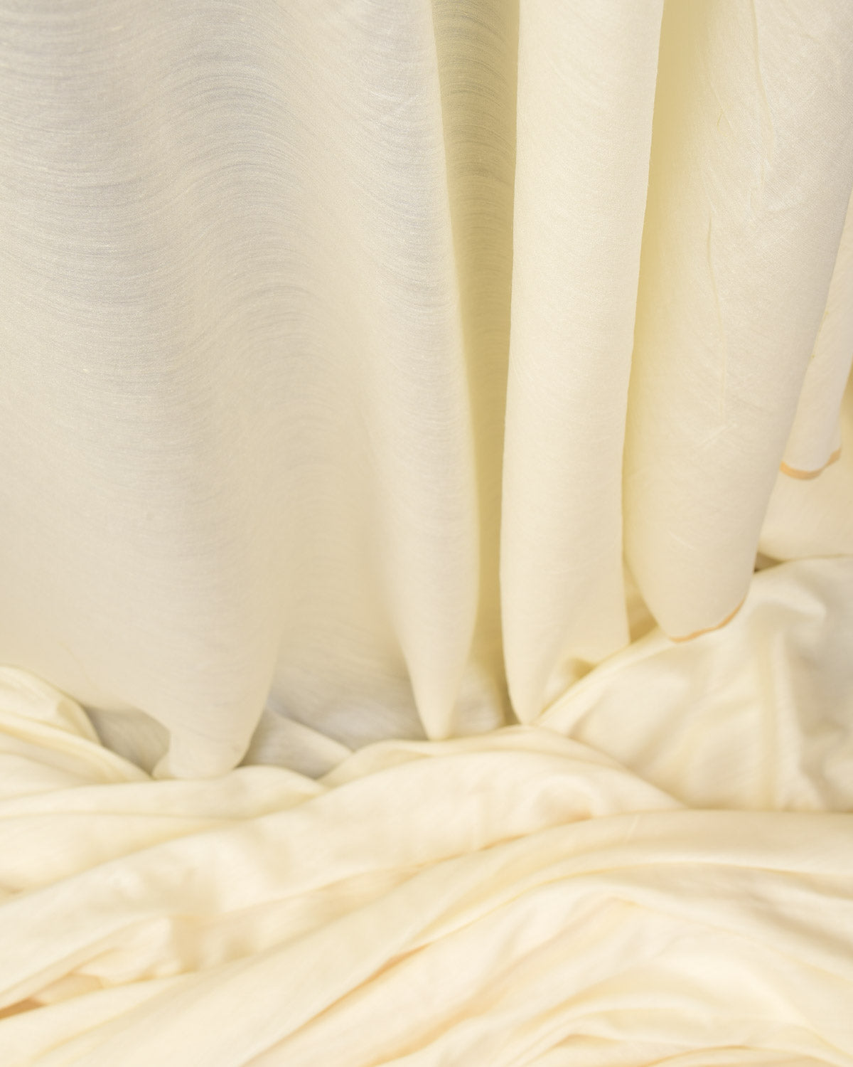 Cream Plain Woven Muga Silk Banarasi Fabric-HolyWeaves