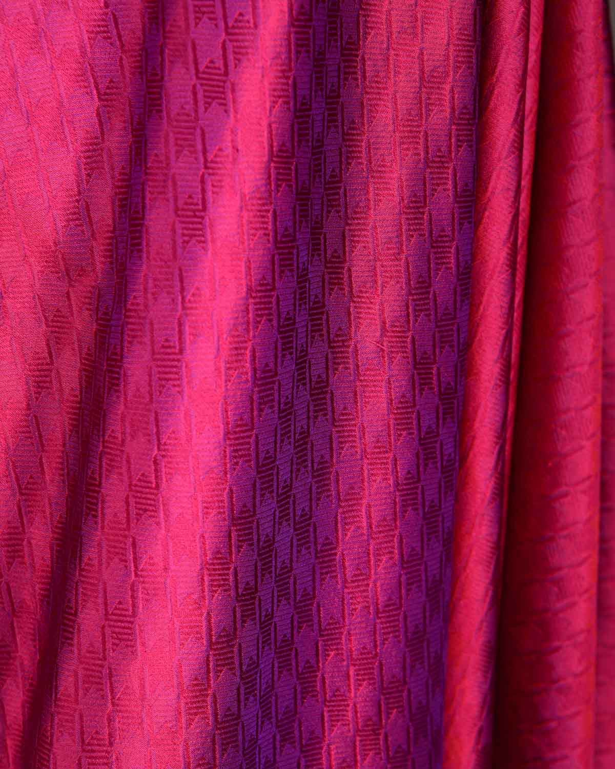 Shot Maroon Houndstooth Tanchoi Handwoven Katan Silk Banarasi Fabric-HolyWeaves