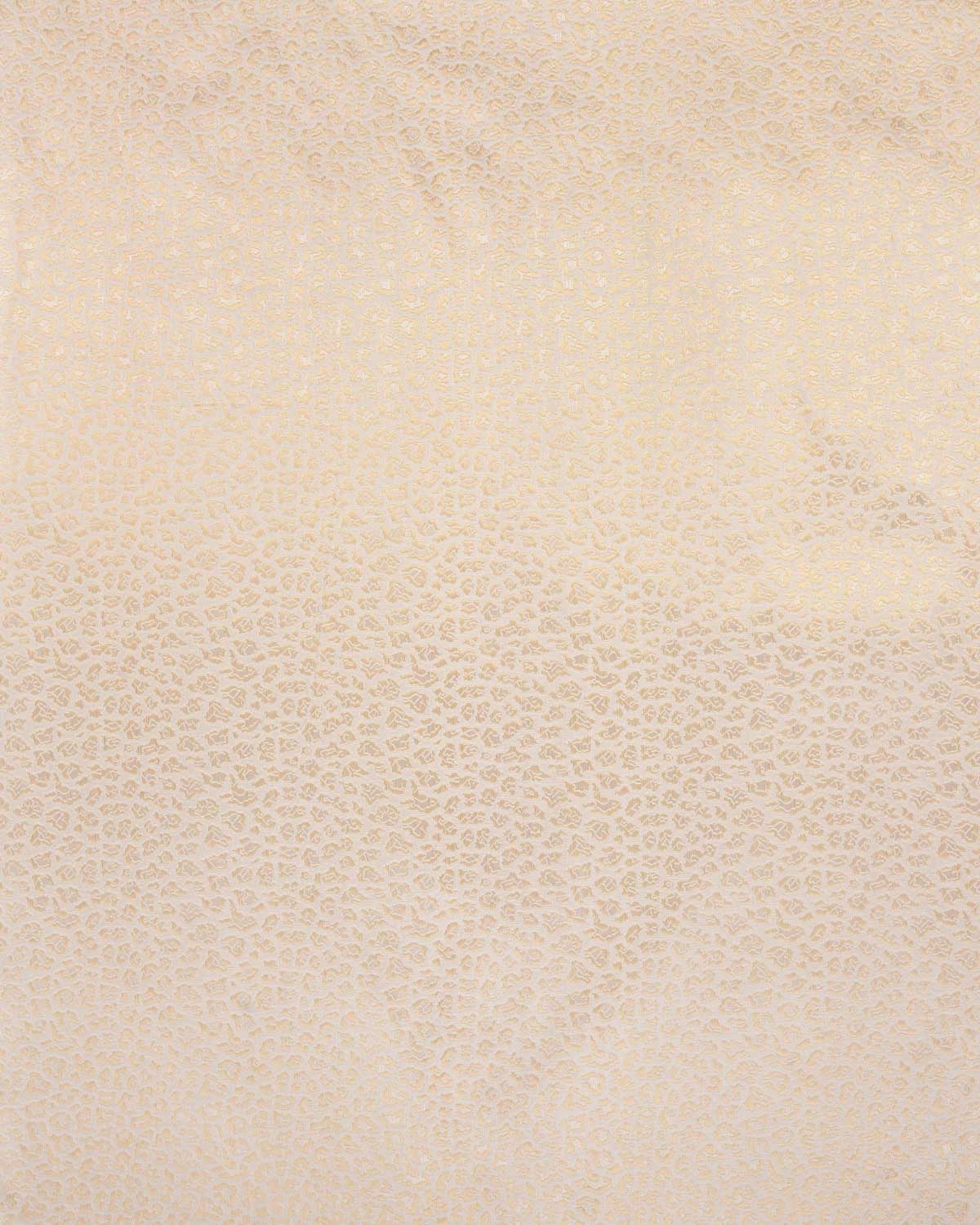 White Banarasi Gold & Silver Zari Jaguar Brocade Brocade Handwoven Katan Silk Fabric-HolyWeaves