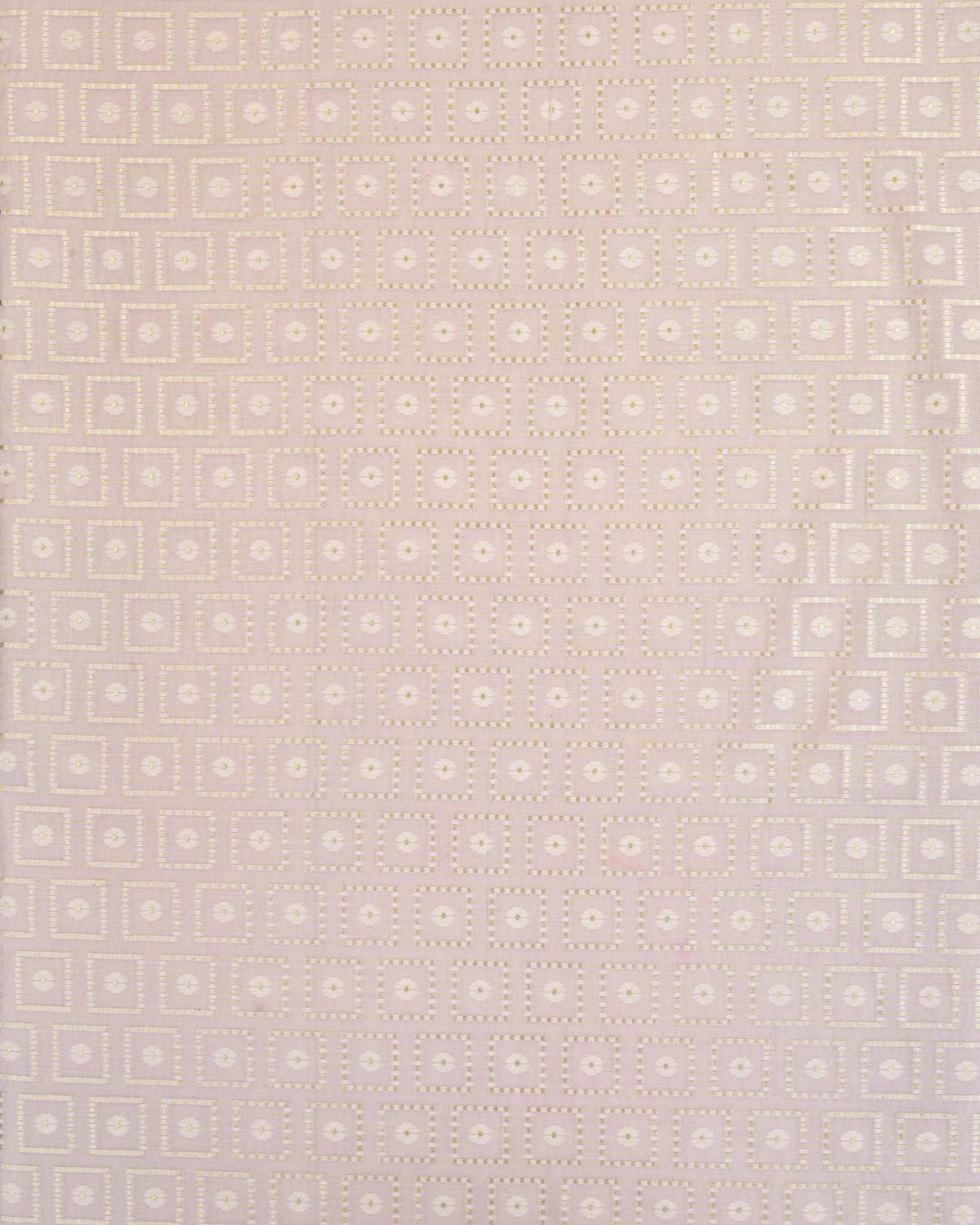 Mauve Banarasi Gold Zari & Resham Chequered Grids Cutwork Brocade Woven Cotton Silk Fabric-HolyWeaves