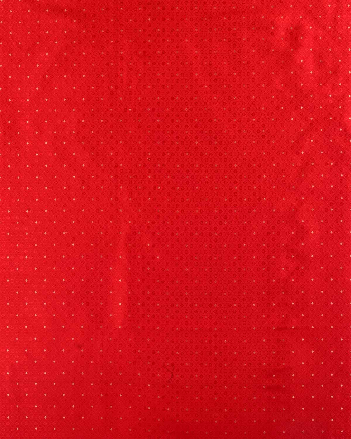 Red Banarasi Zari Buti Tanchoi Brocade Handwoven Katan Silk Fabric-HolyWeaves