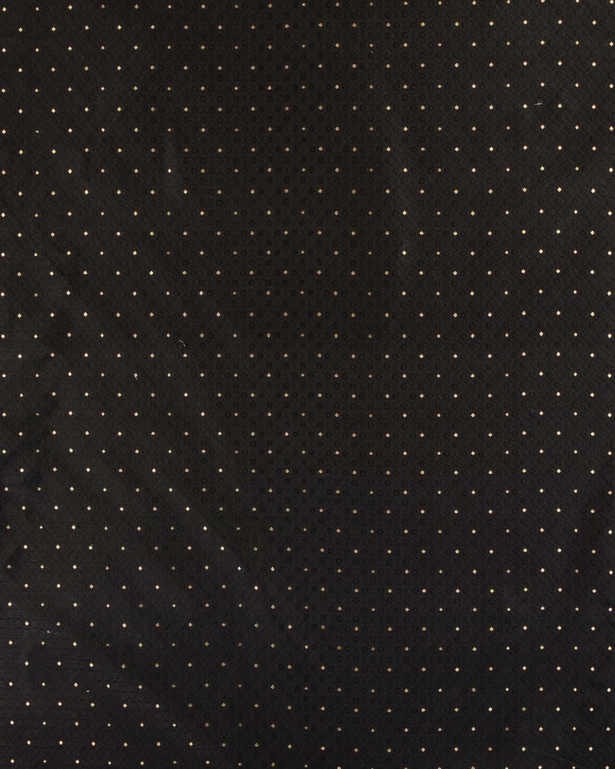 Black Banarasi Zari Buti Tanchoi Brocade Handwoven Katan Silk Fabric-HolyWeaves