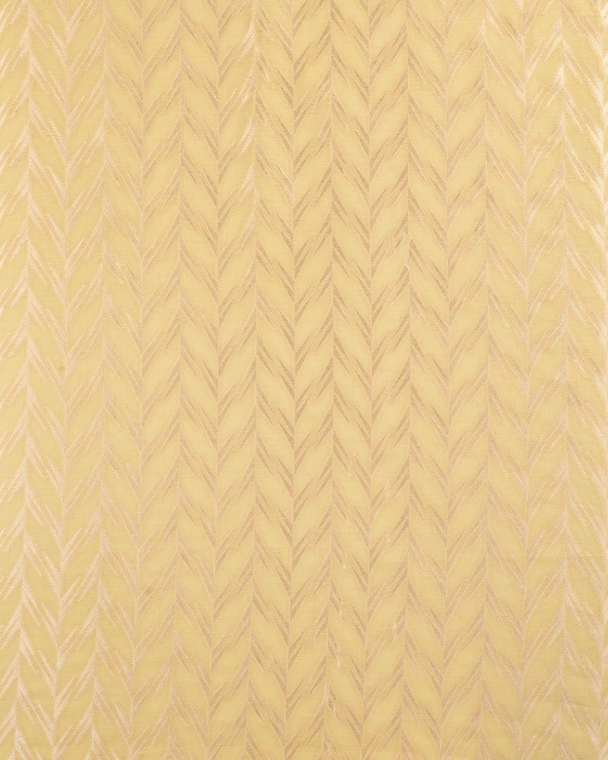 Pastel Yellow Banarasi Silver Zari Cutwork Brocade Handwoven Cotton Silk Fabric-HolyWeaves