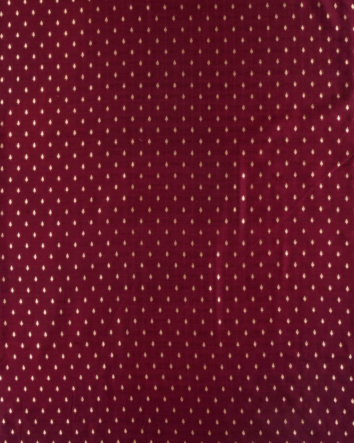 Maroon Banarasi Gold Zari Buti Cutwork Brocade Woven Spun Silk Unisex Fabric-HolyWeaves