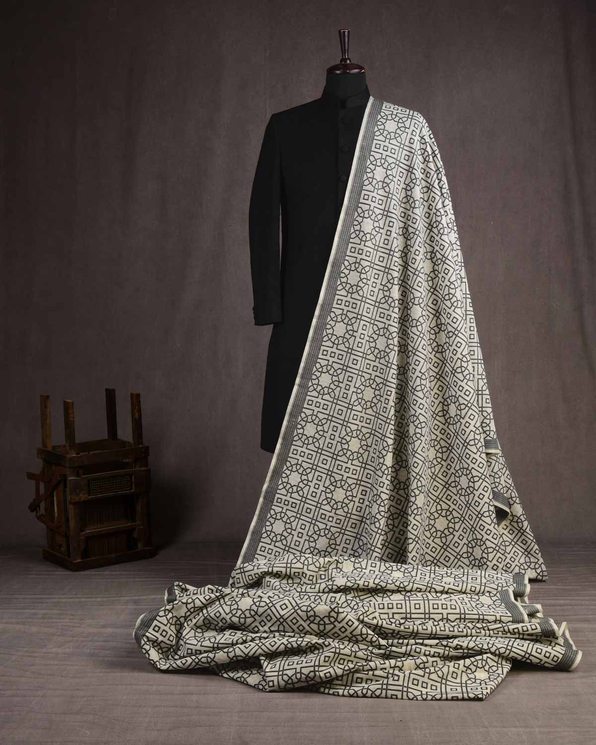Grey - Pure Banarasi Handwoven Cutwork Buti Cotton Fabric