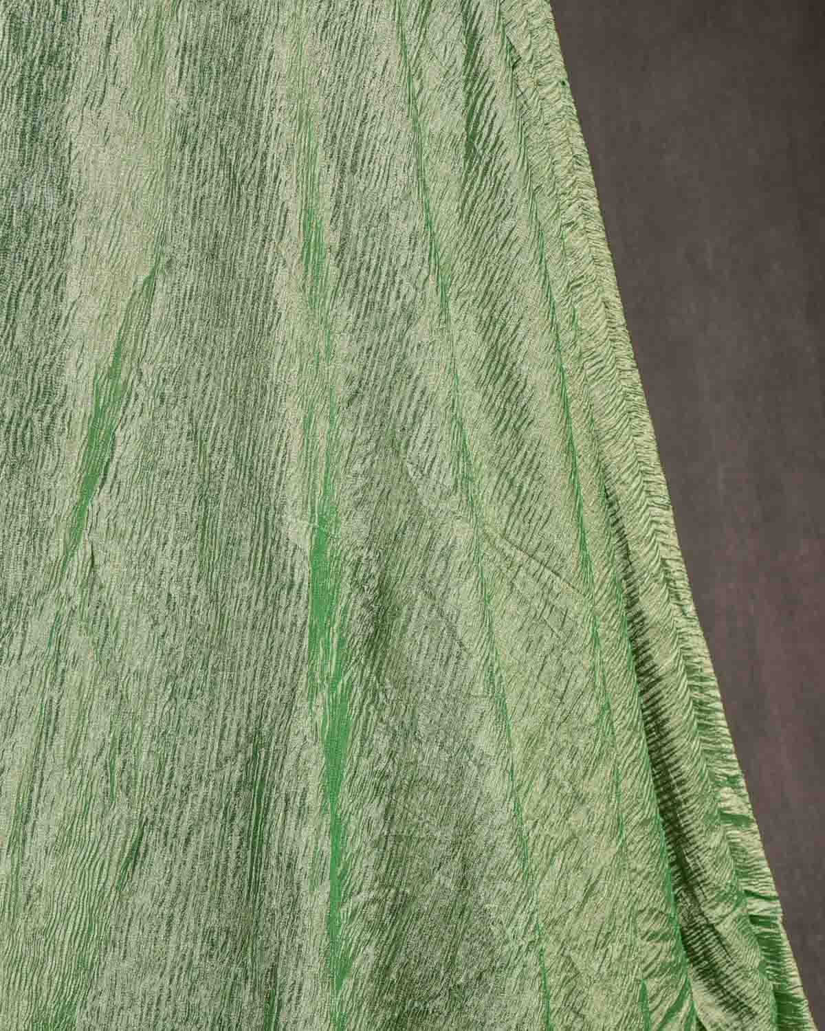 Green Crush Zari Brocade Woven Tissue Banarasi Fabric