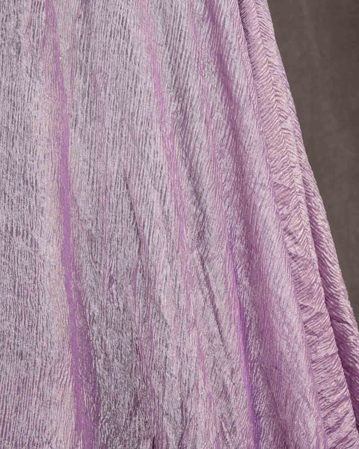 Mauve Crush Silver Zari Brocade Woven Tissue Banarasi Fabric-HolyWeaves