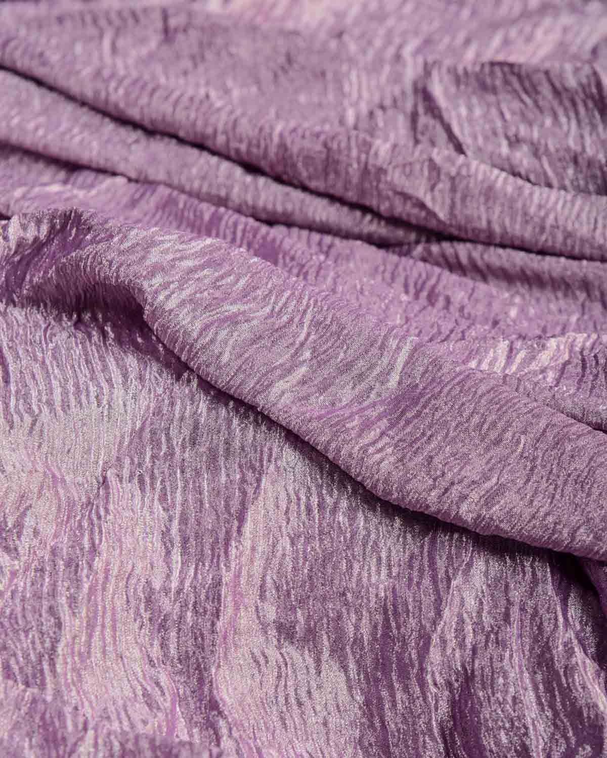 Mauve Crush Silver Zari Brocade Woven Tissue Banarasi Fabric-HolyWeaves