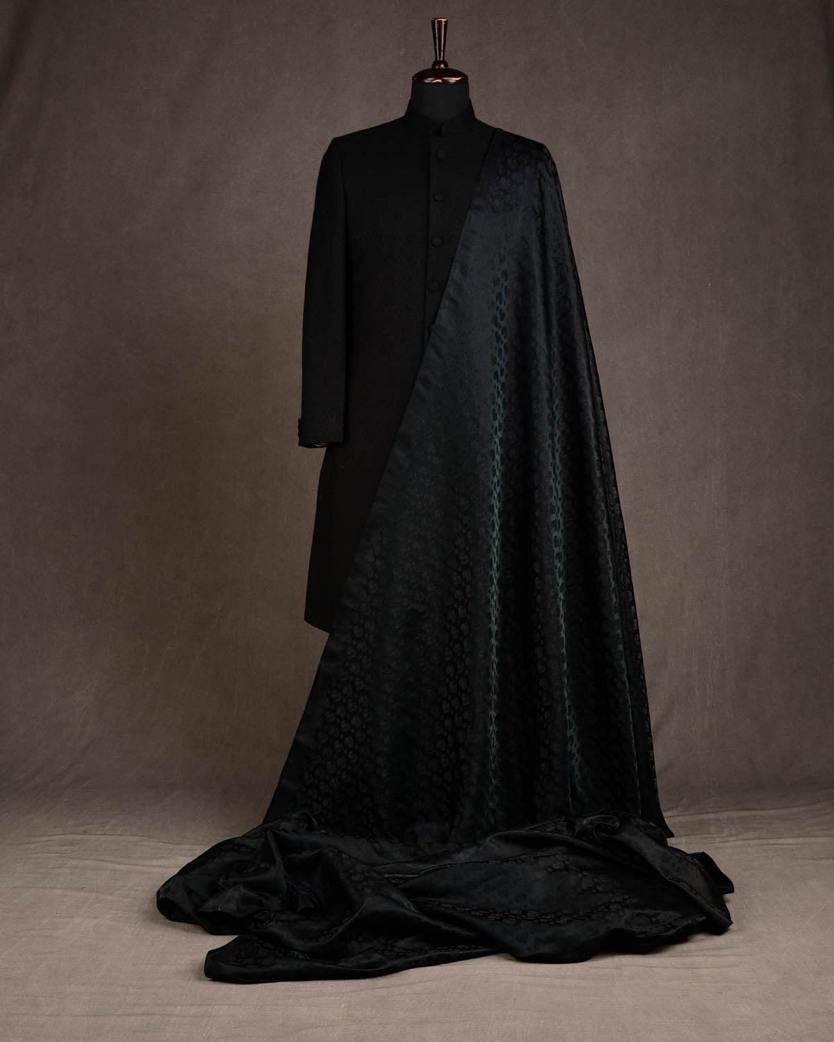 Metallic Black Diamond Hearts Satin Brocade Handwoven Katan Silk Banarasi Fabric-HolyWeaves