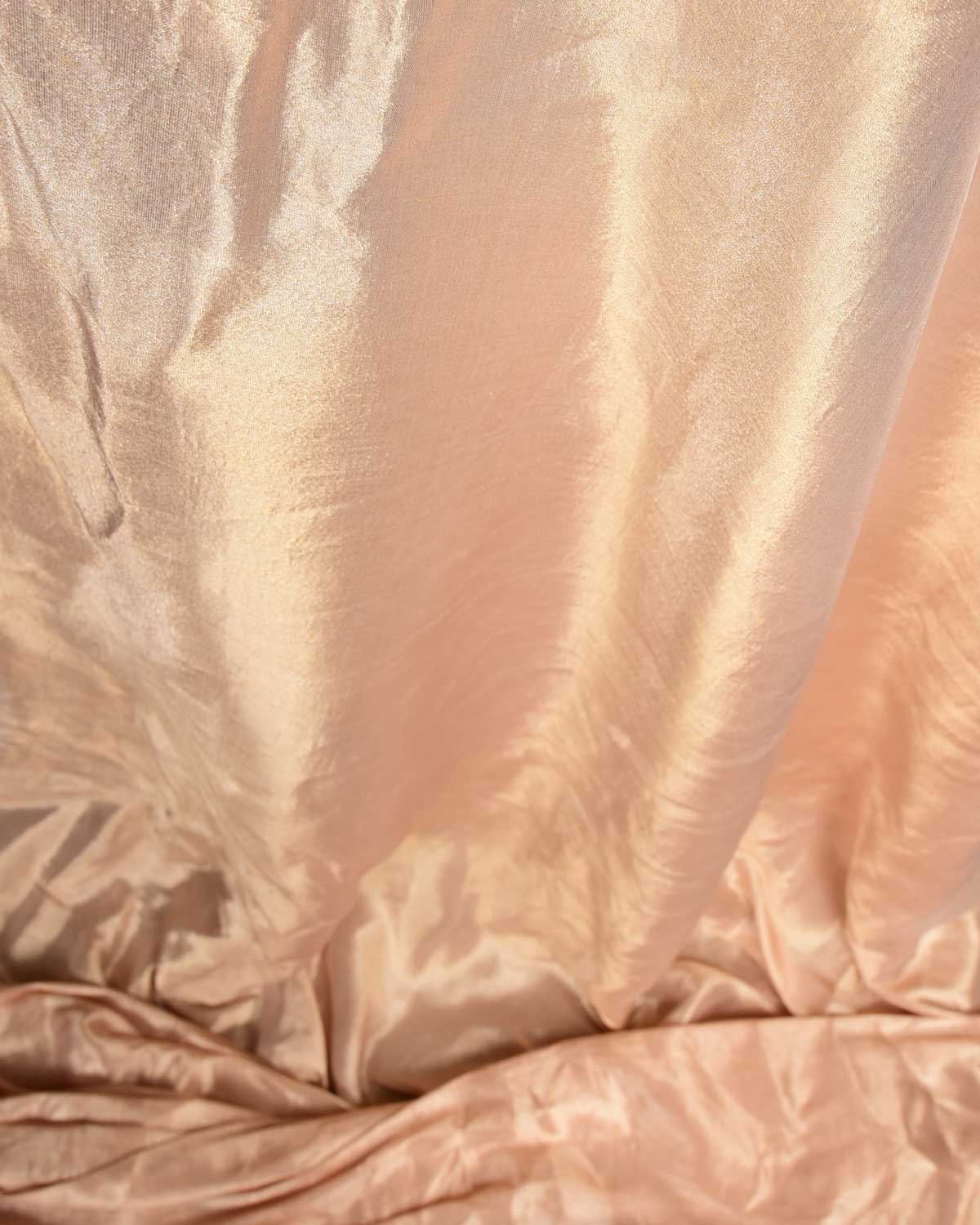 Rose Gold Woven Tissue Banarasi Fabric-HolyWeaves