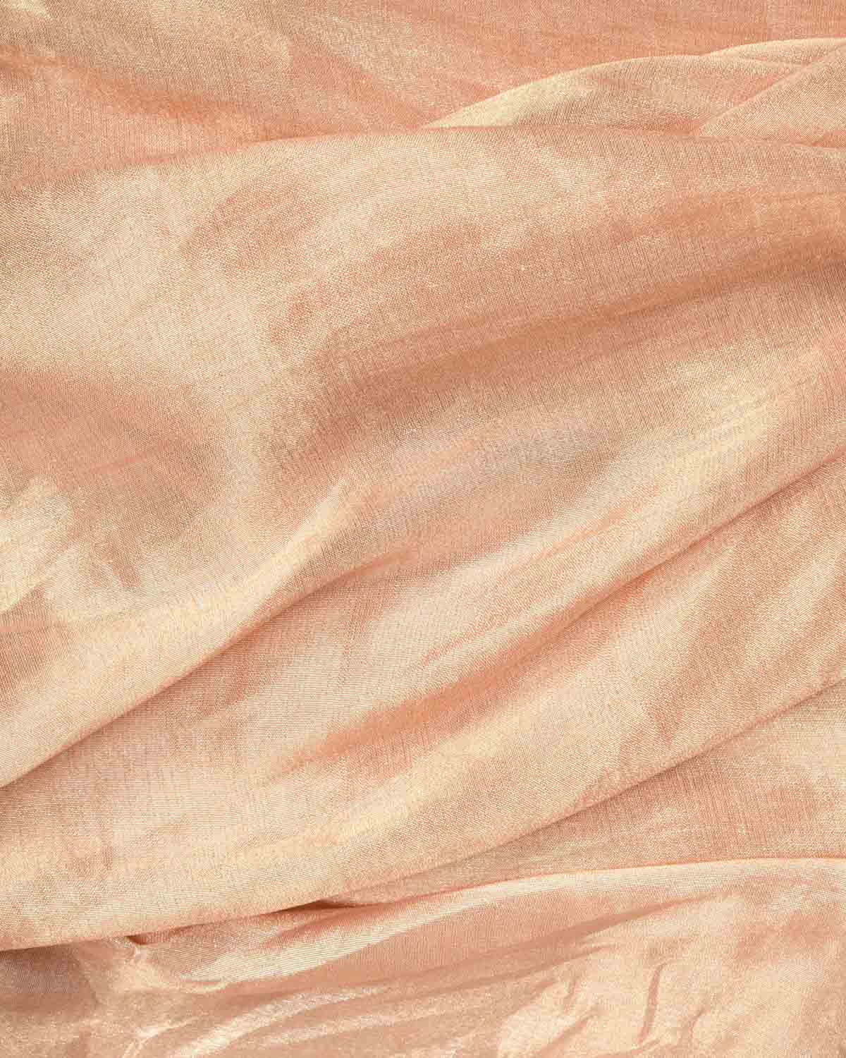 Rose Gold Woven Tissue Banarasi Fabric-HolyWeaves