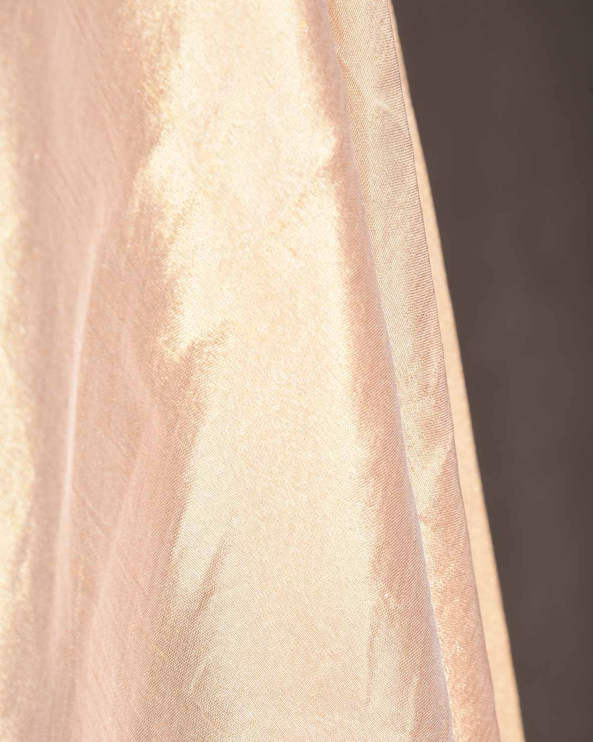 Rose Gold Woven Tissue Banarasi Fabric-HolyWeaves