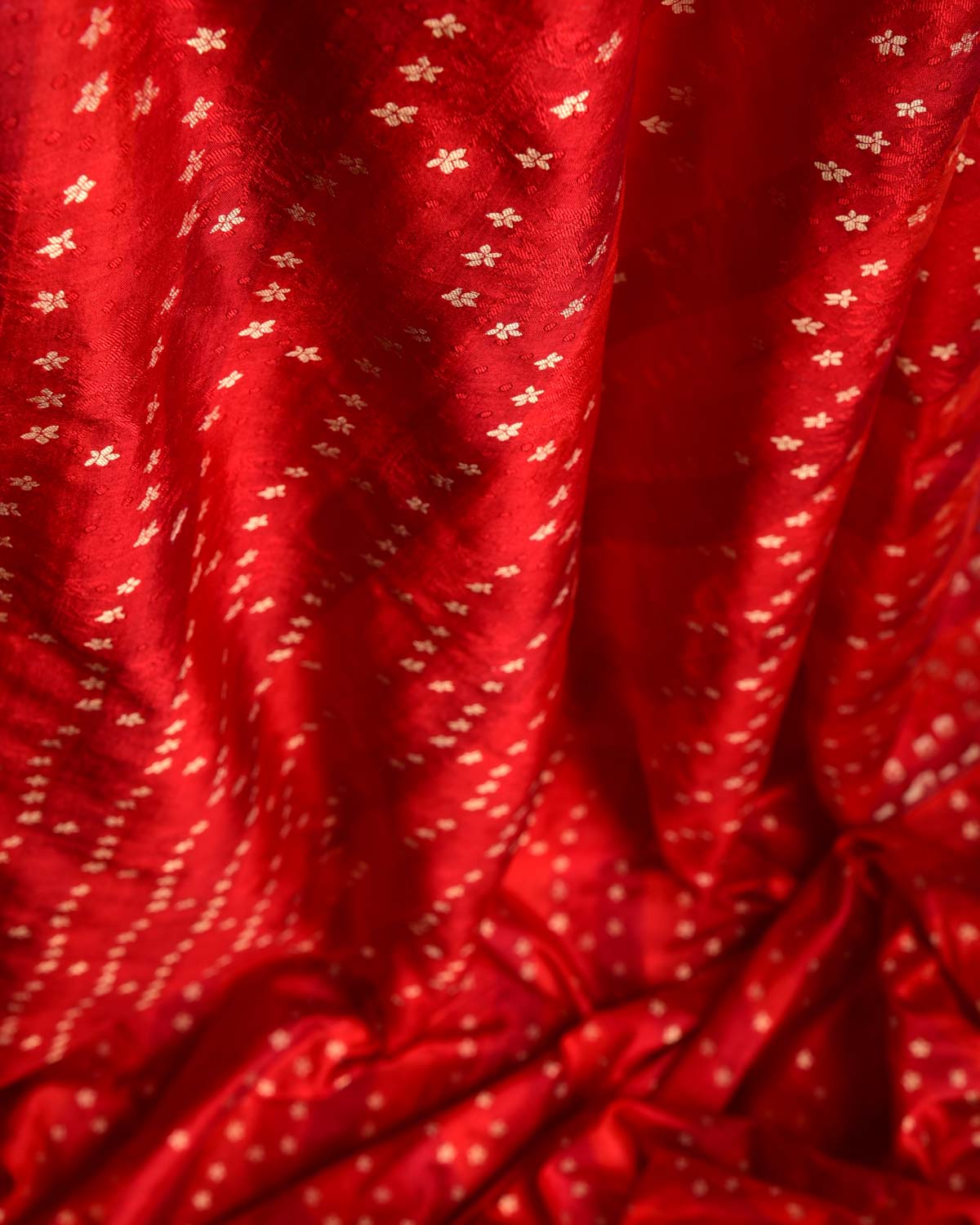 Multi Red Gold Zari Striped Tanchoi Brocade Handwoven Katan Silk Banarasi Fabric-HolyWeaves