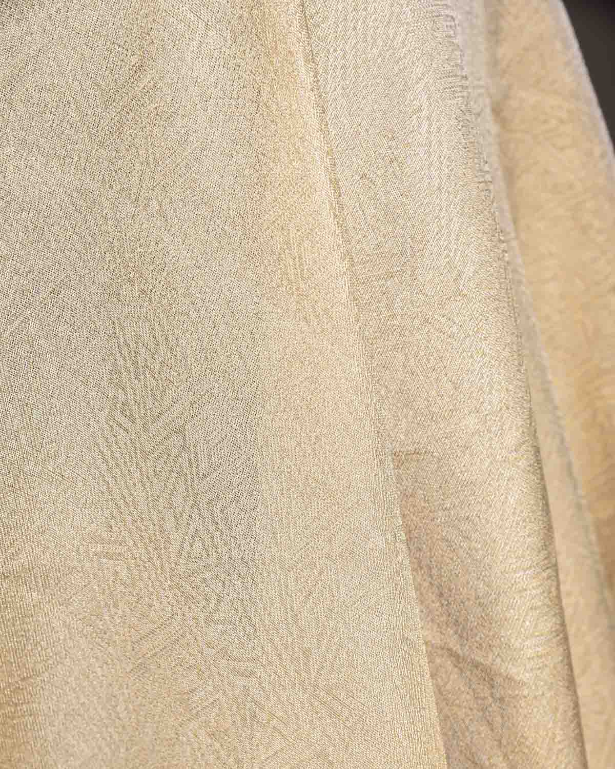 Metallic Silver Gold Geometric Glitch Brocade Handwoven Tissue Fabric-HolyWeaves