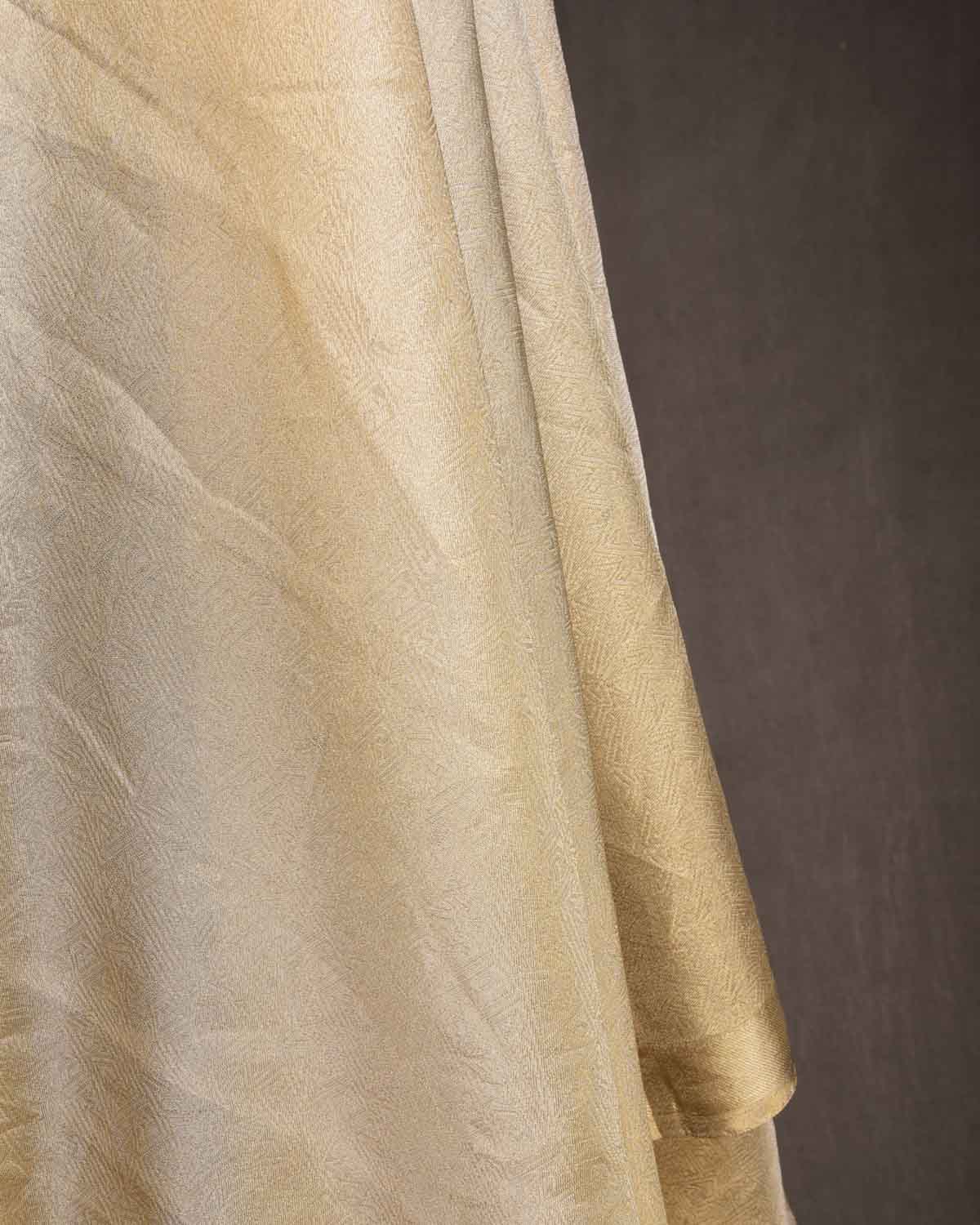 Metallic Silver Gold Geometric Glitch Brocade Handwoven Tissue Fabric-HolyWeaves