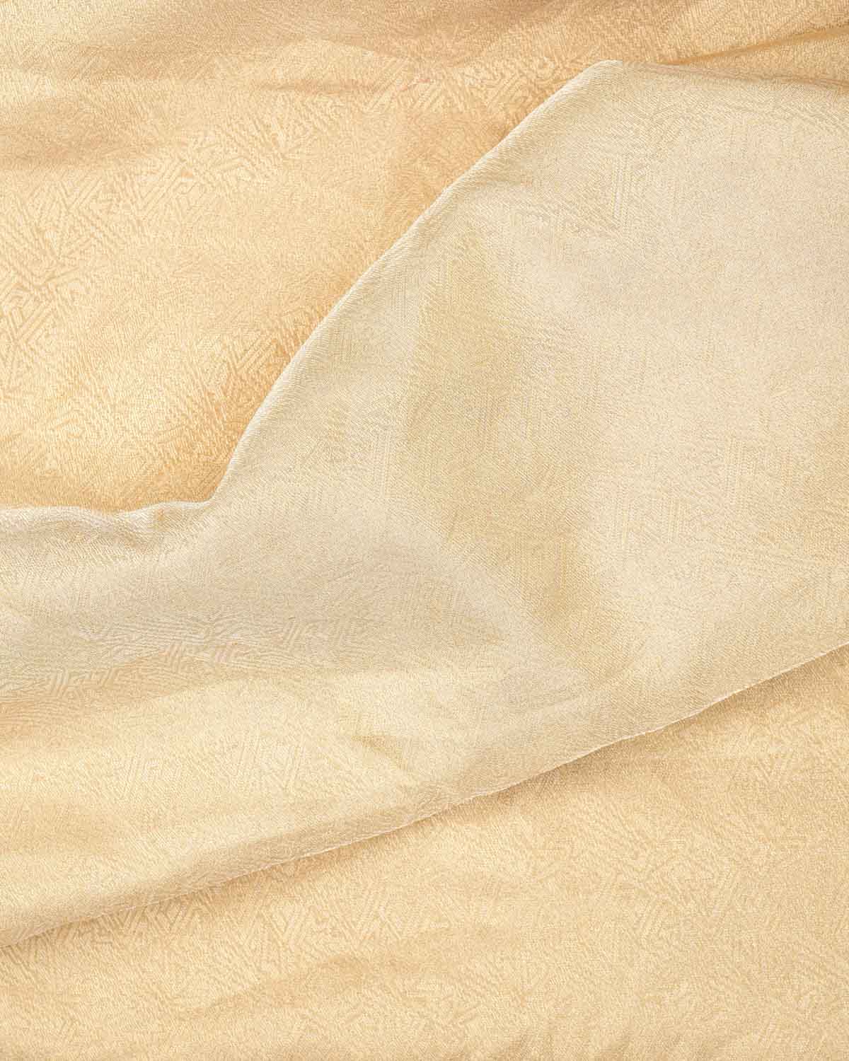 Metallic Silver Gold Geometric Glitch Brocade Handwoven Tissue Fabric-HolyWeaves