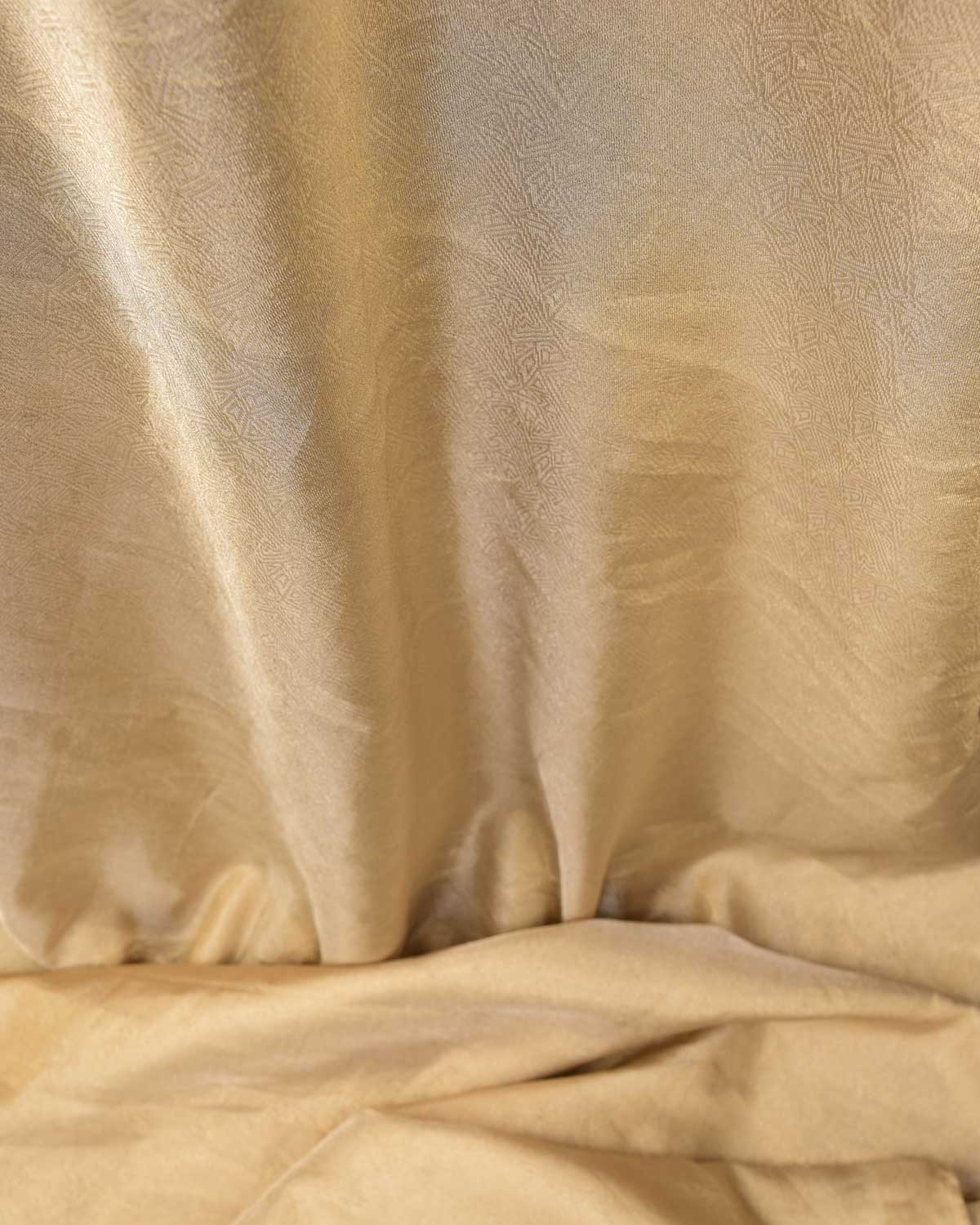 Metallic Silver Gold Geometric Glitch Brocade Handwoven Tissue Fabric-HolyWeaves