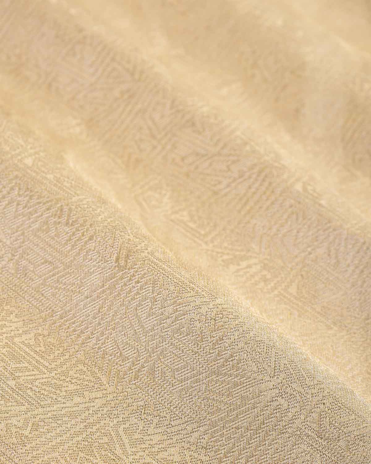 Metallic Silver Gold Geometric Glitch Brocade Handwoven Tissue Fabric-HolyWeaves