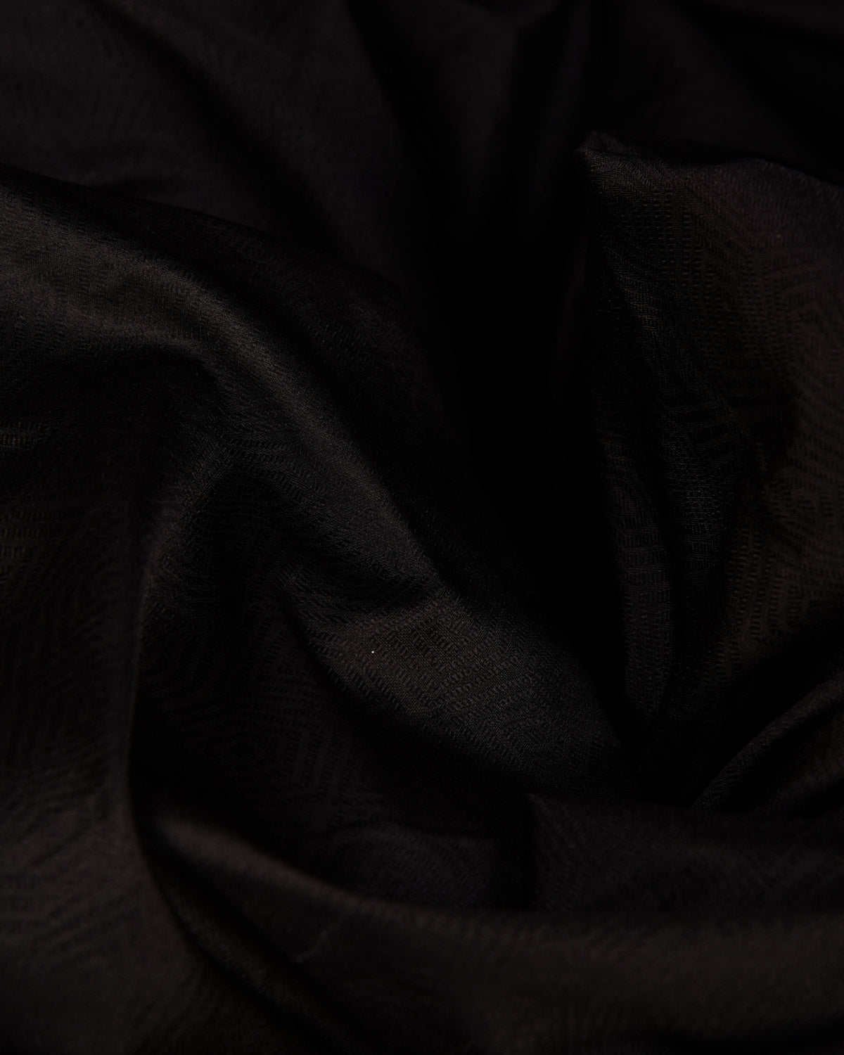 Black Illusion Honeycomb Resham Brocade Handwoven Katan Silk Banarasi Fabric-HolyWeaves
