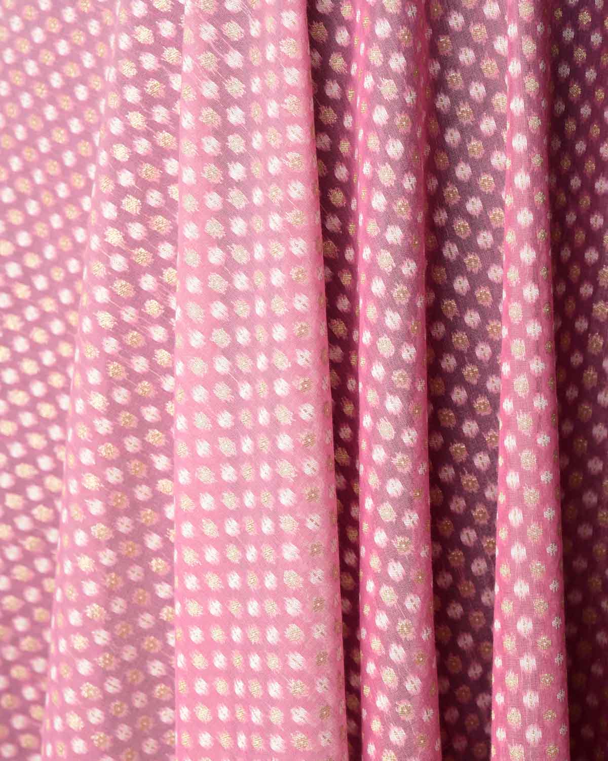 Garnet Gold Zari & White Resham Cutwork Brocade Woven Cotton Silk Banarasi Fabric-HolyWeaves