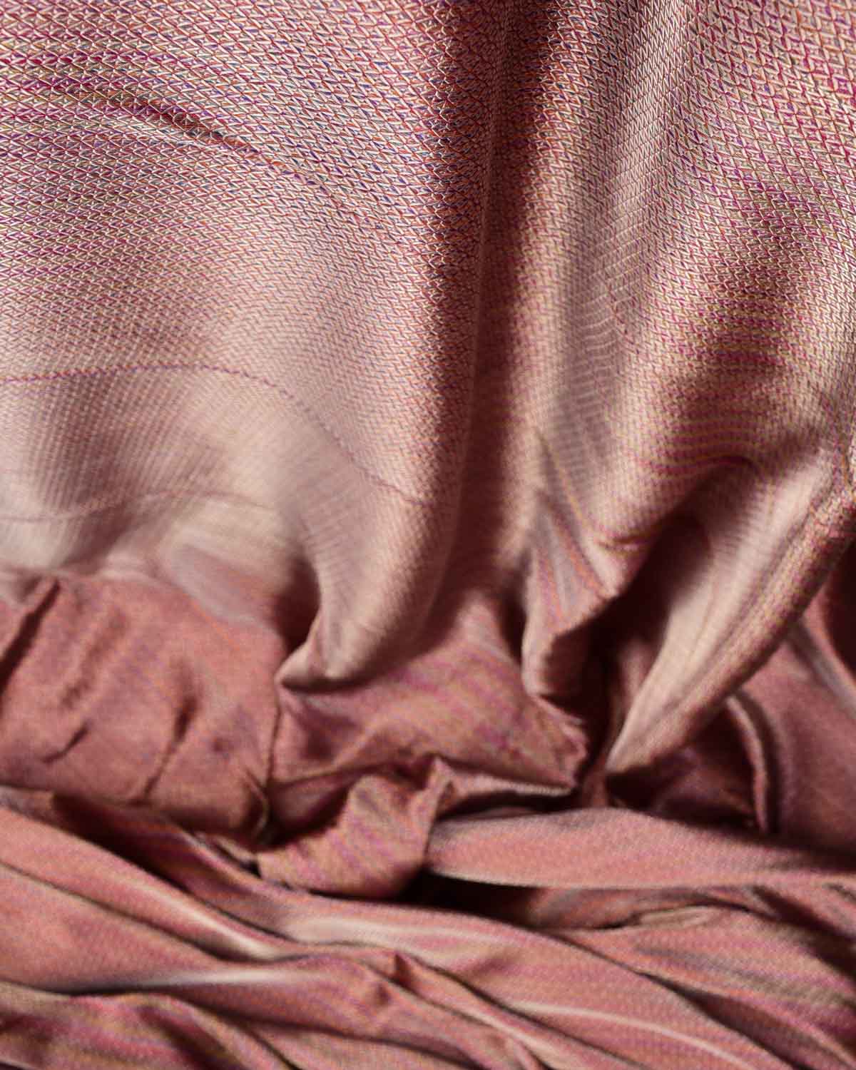 Metallic Multi-color Diamond Grids Brocade Handwoven Katan Silk Banarasi Fabric-HolyWeaves