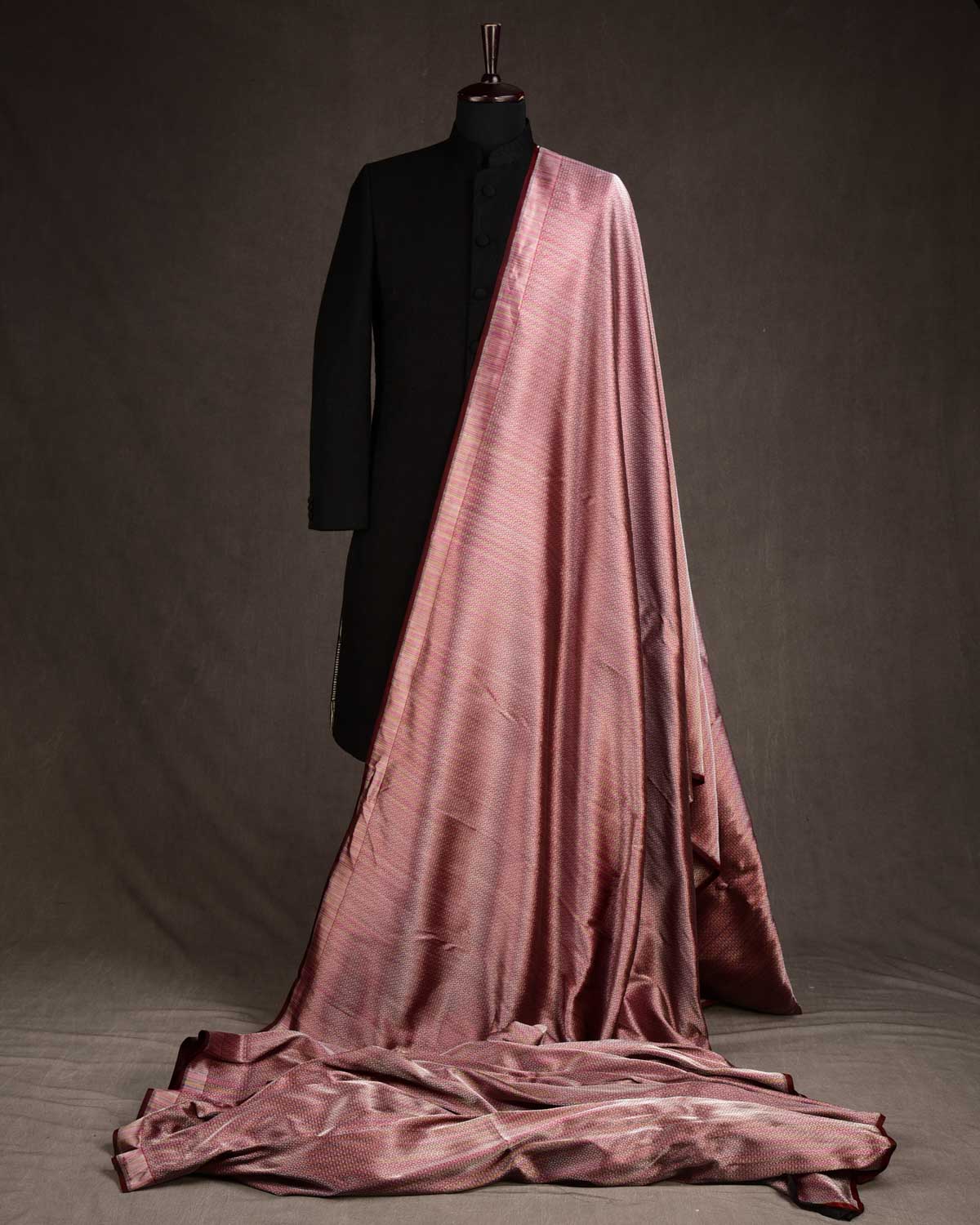 Metallic Multi-color Diamond Grids Brocade Handwoven Katan Silk Banarasi Fabric-HolyWeaves