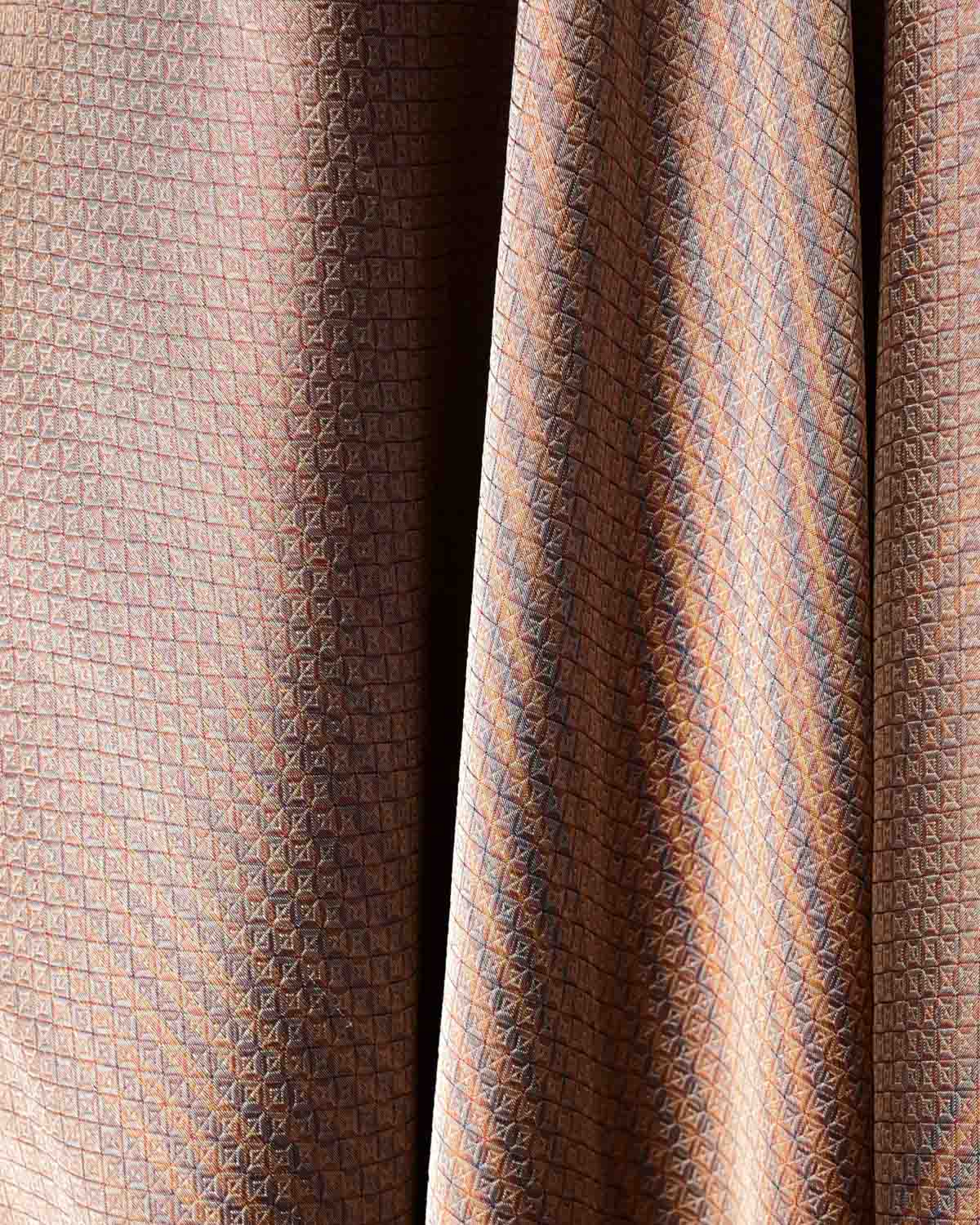 Metallic Gold Diamond Grids Brocade Handwoven Katan Silk Banarasi Fabric-HolyWeaves