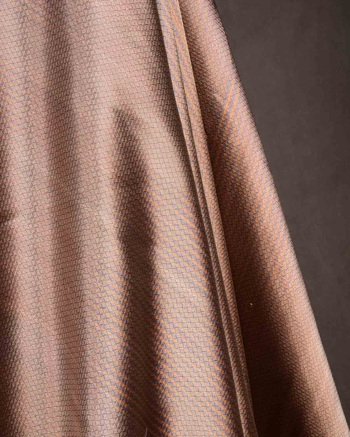 Metallic Gold Diamond Grids Brocade Handwoven Katan Silk Banarasi Fabric-HolyWeaves