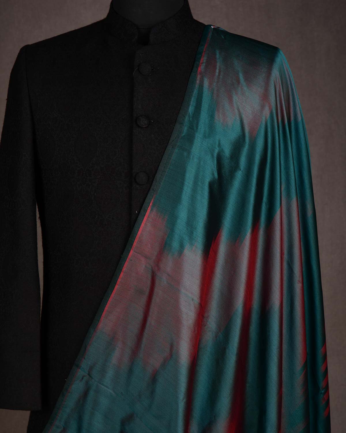 Vibgyor Green Diagonal Drill Tanchoi Handwoven Katan Silk Banarasi Fabric-HolyWeaves