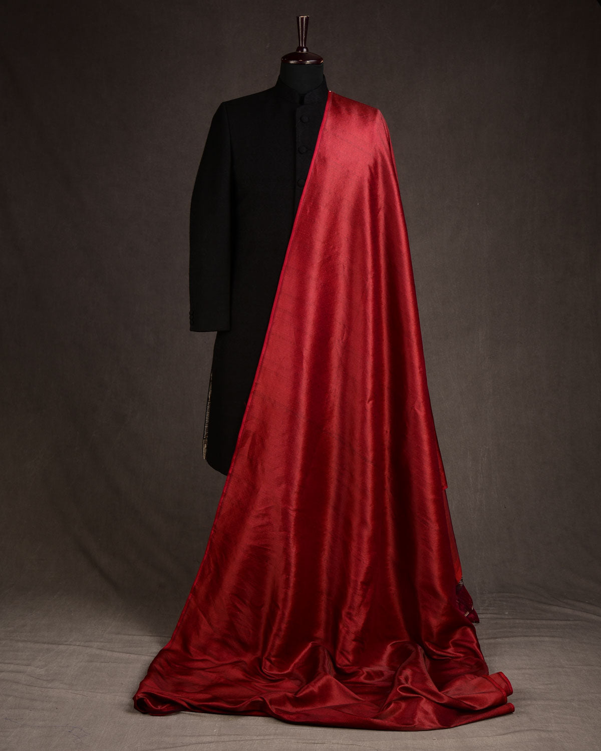 Metallic Maroon Mosaic Tanchoi Handwoven Katan Silk Banarasi Fabric-HolyWeaves